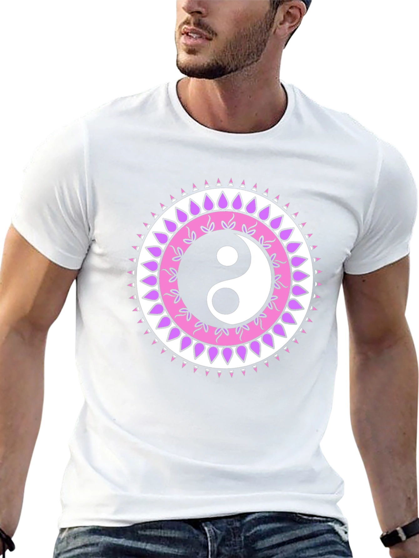 Yin Yang Mandala Graphic Tee - Black