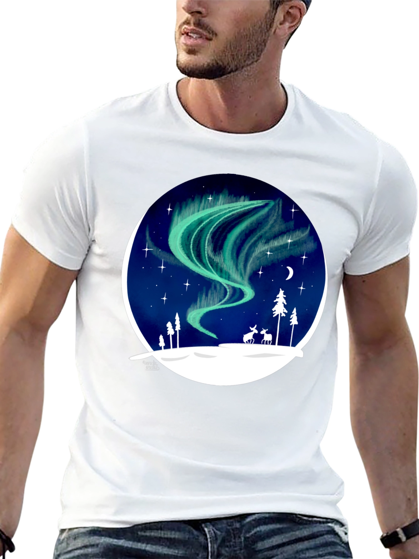 Northern Lights T-Shirt: Unique Winter Scene Design