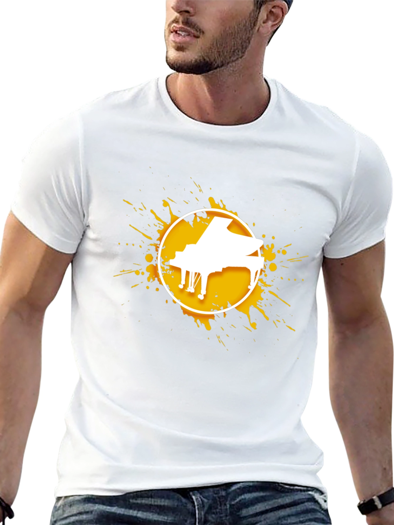 Piano Splash Graphic Tee - Music Lovers Shirt
