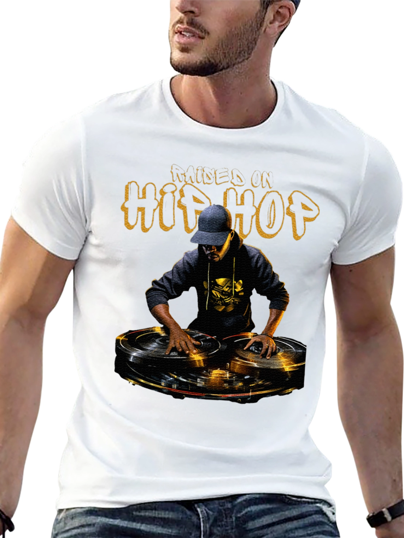 Raised In Hip Hop DJ Graphic Tee