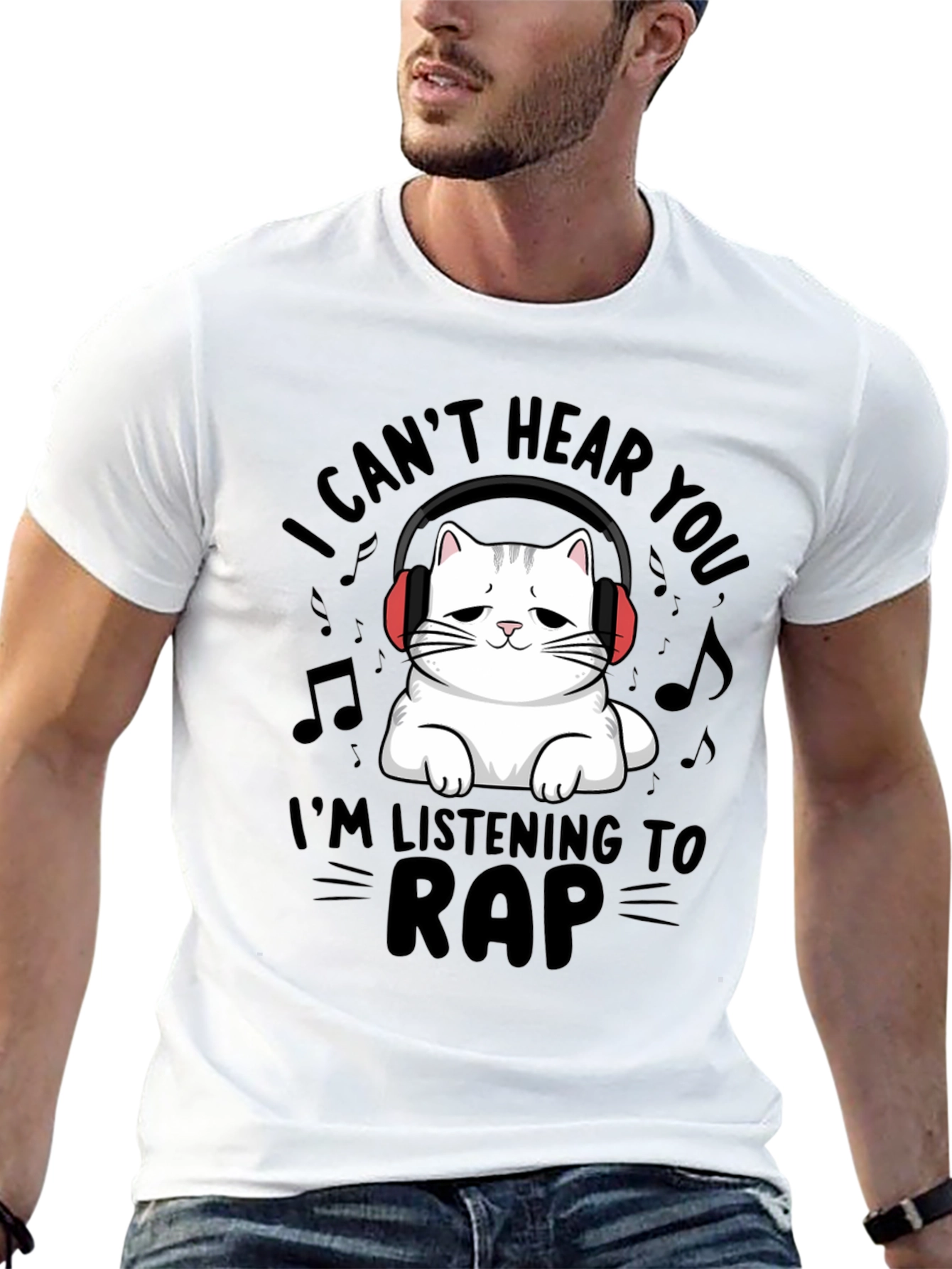 I Cant Hear You Cat Rap Music T-Shirt