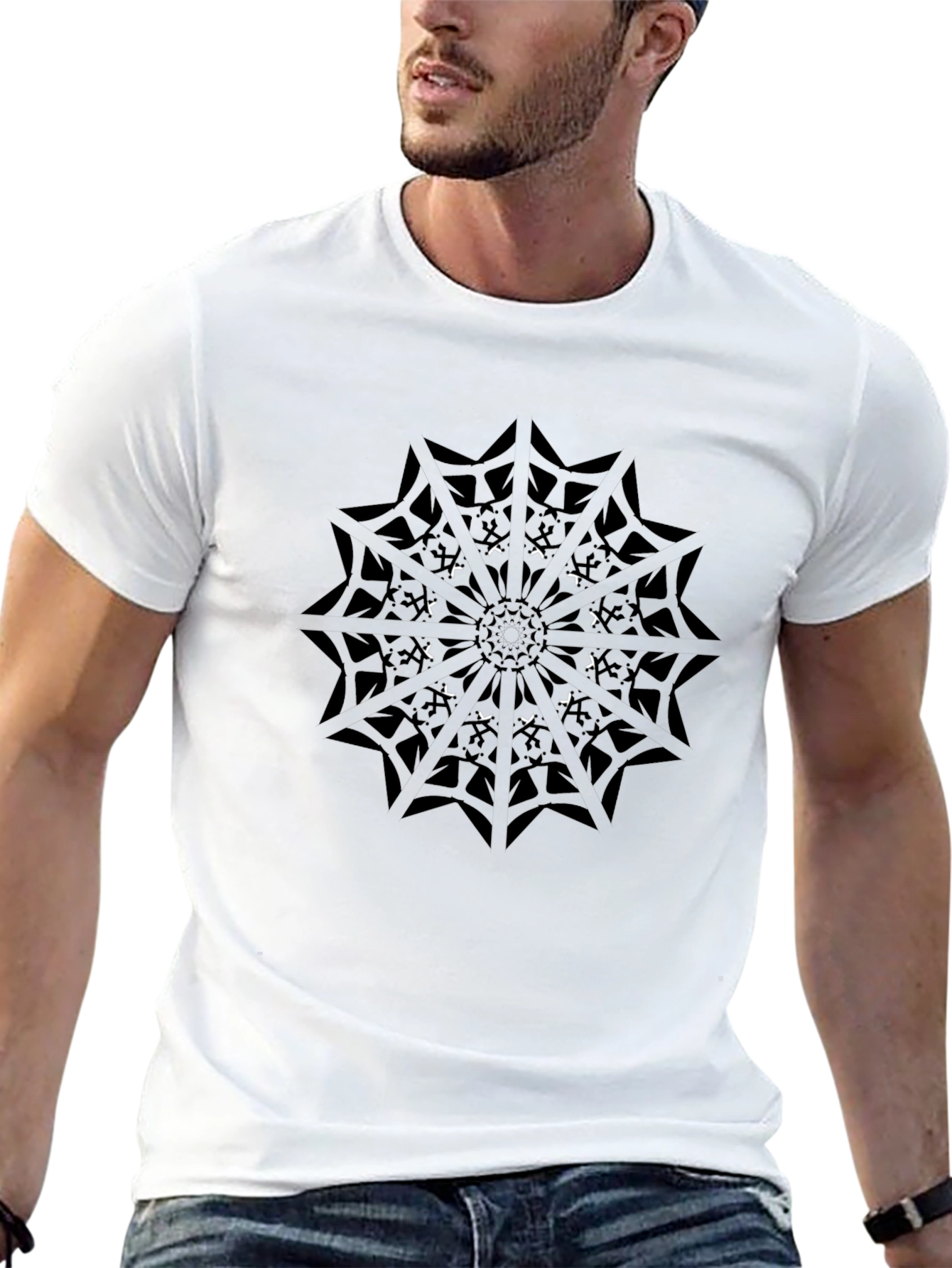 Abstract Mandala Graphic Black T-Shirt