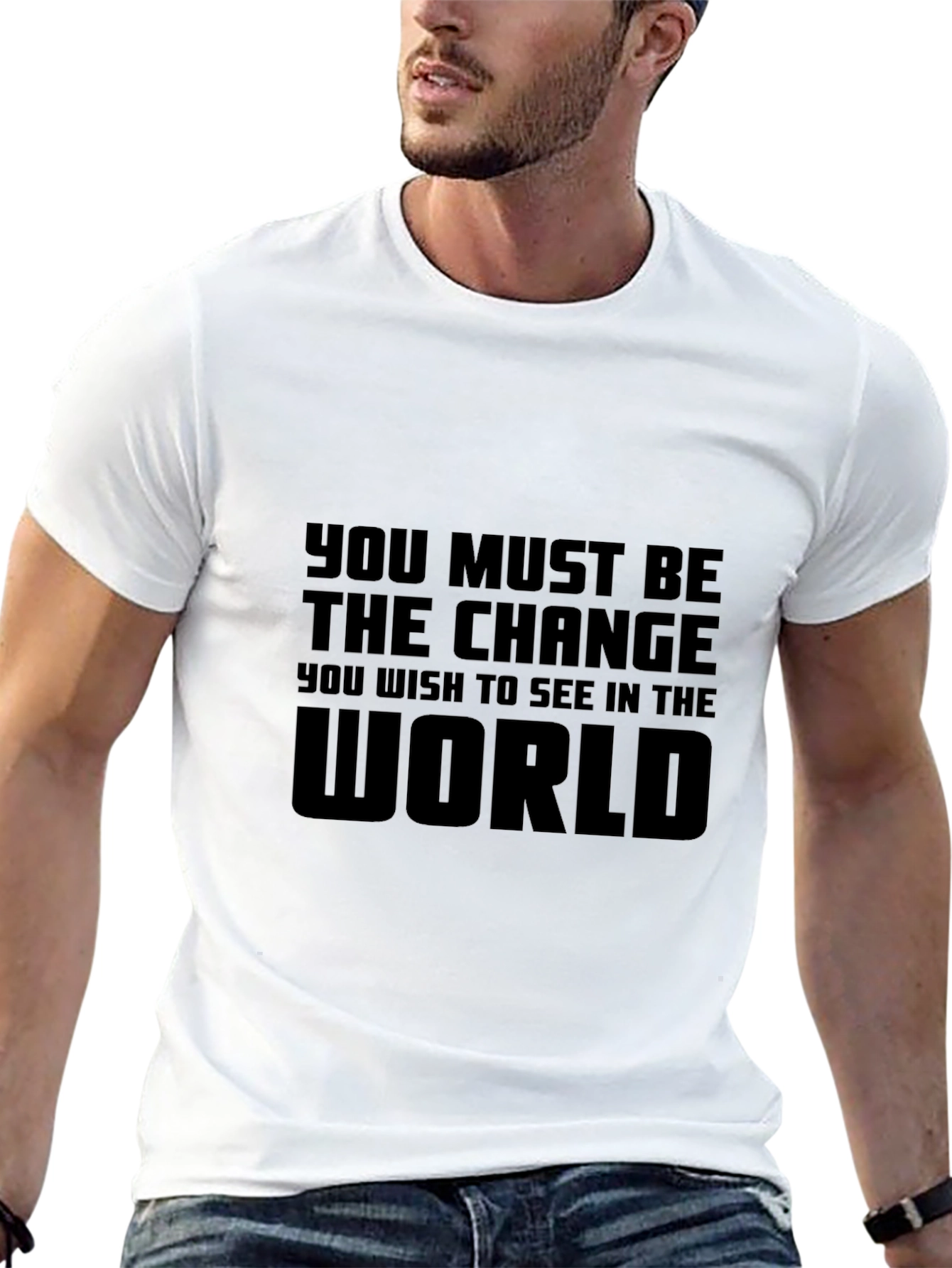 Inspirational Quote Tee - Be the Change Black Shirt