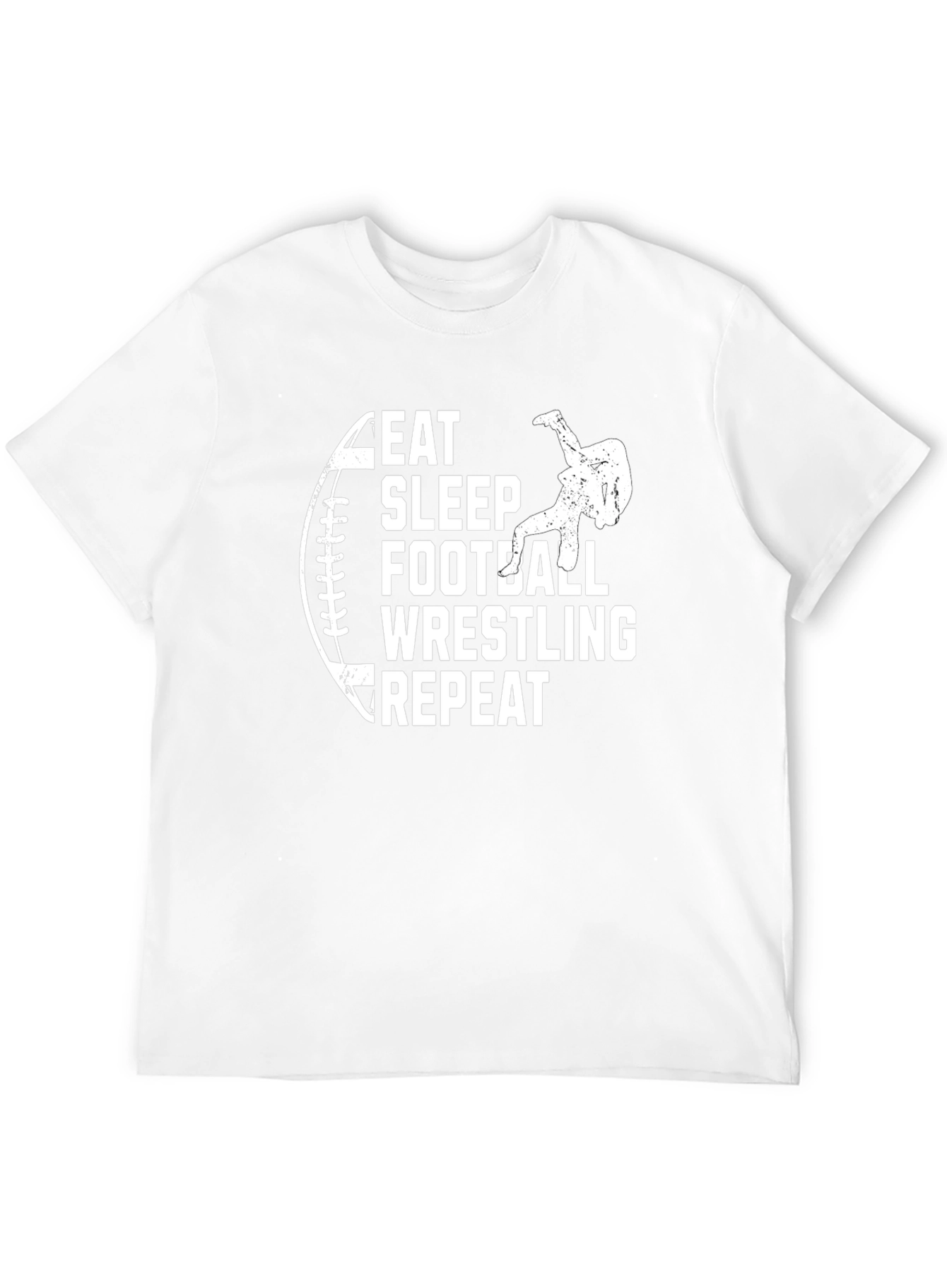 Eat Sleep Football Wrestling Repeat Black T-Shirt
