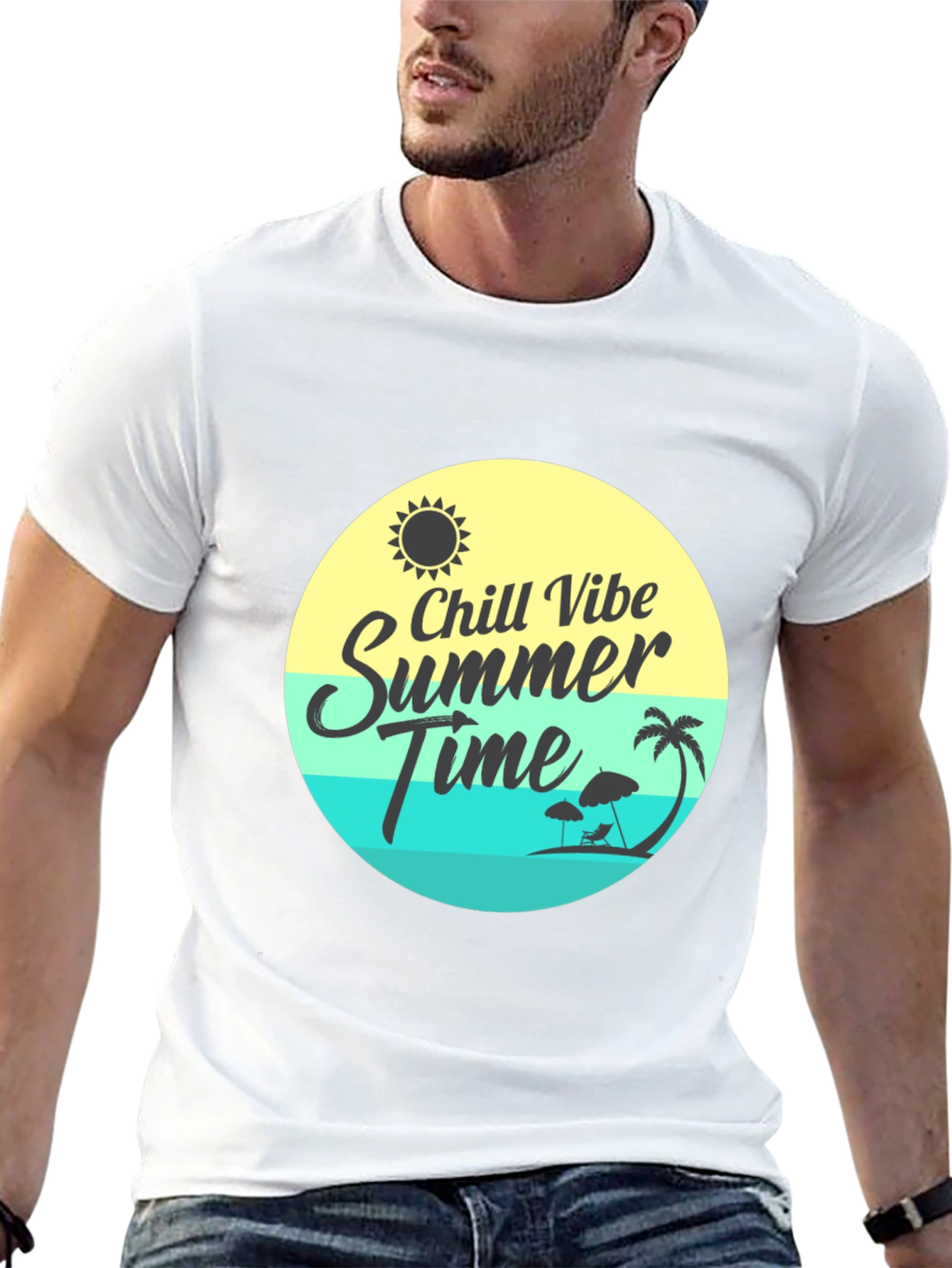 Chill Vibe Summer Time Graphic Tee - Black