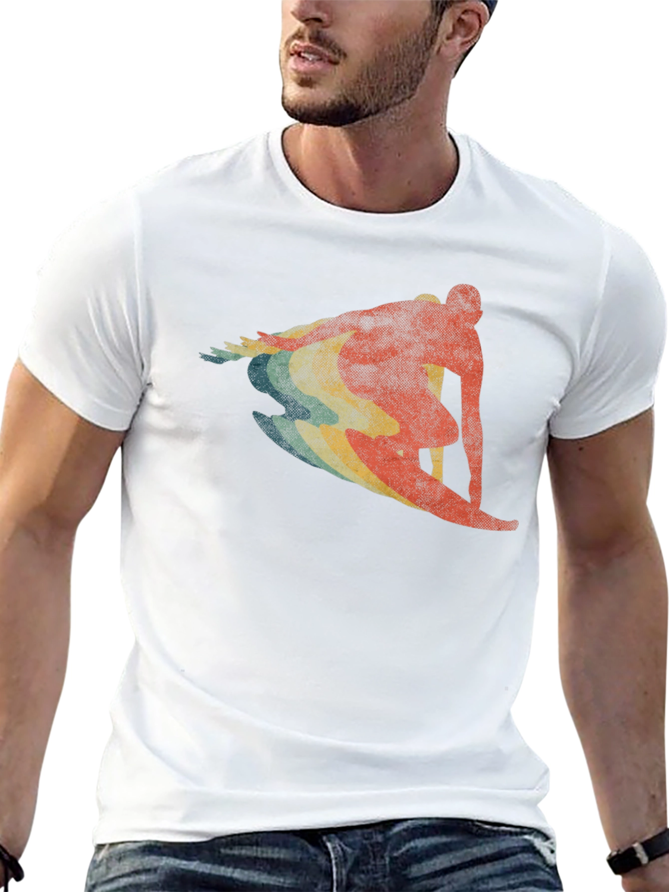 Retro Surfer Graphic T-Shirt - Black