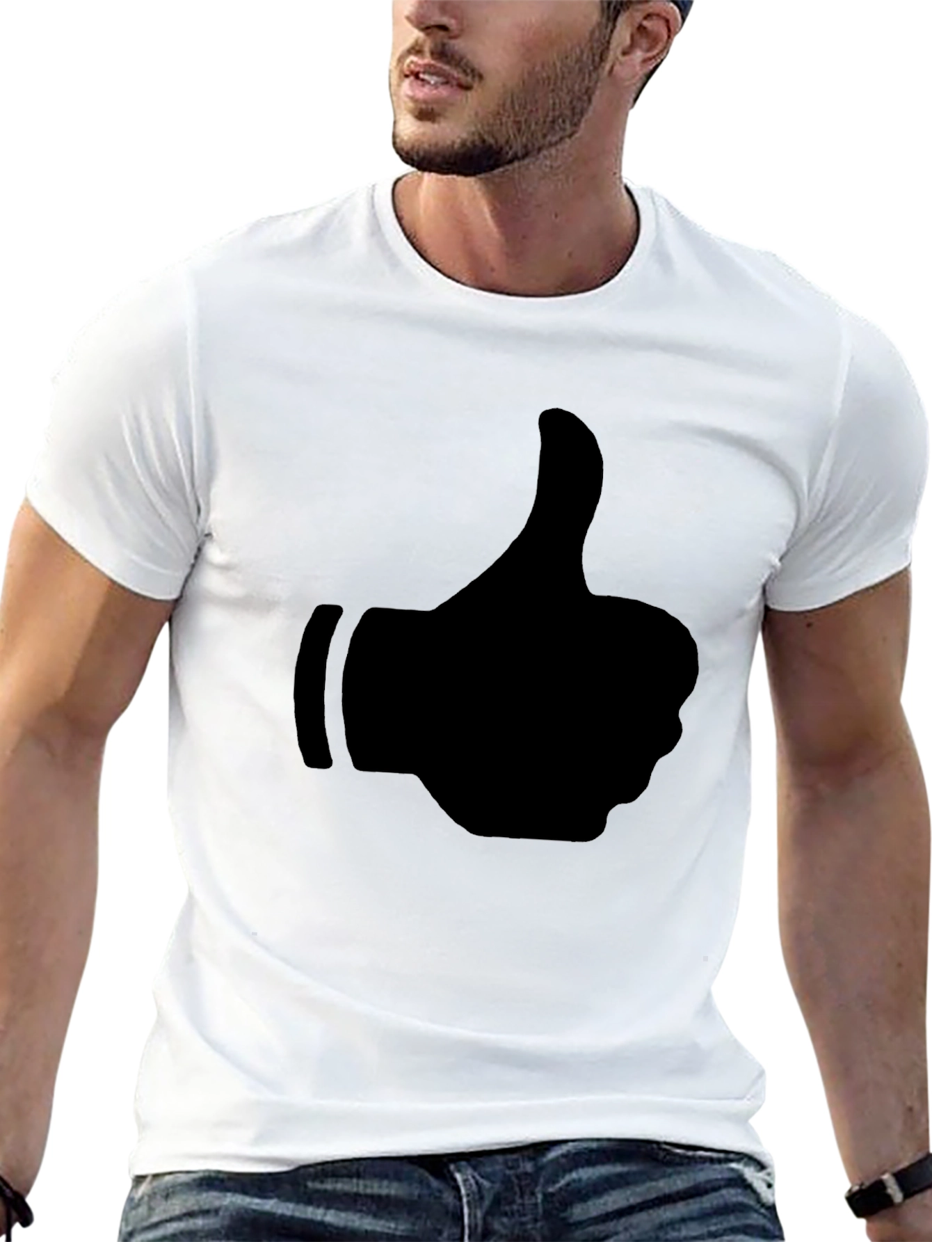 Thumbs Up Graphic Tee - Casual Black T-Shirt