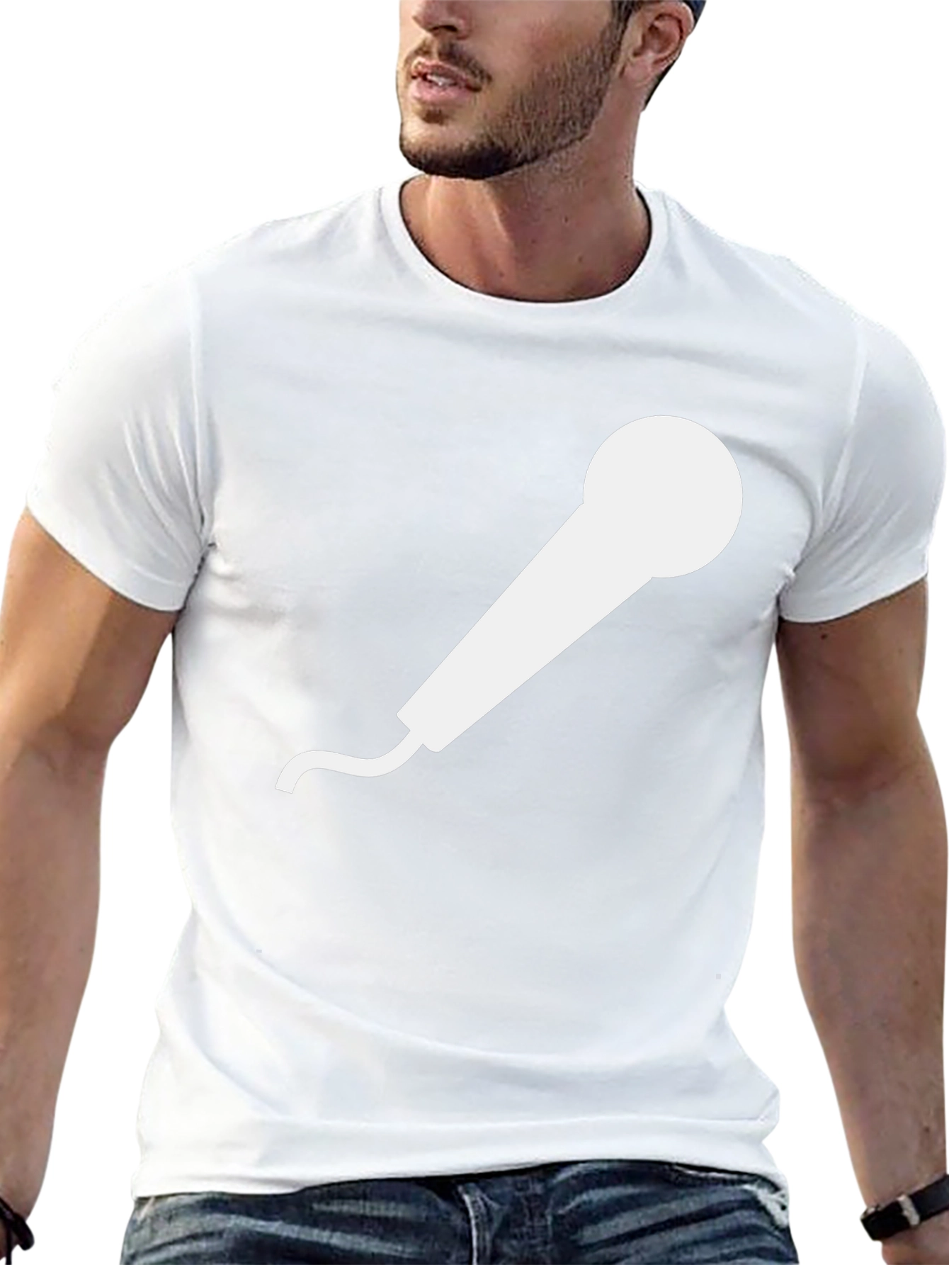 Microphone Graphic Tee - Black Cotton T-Shirt