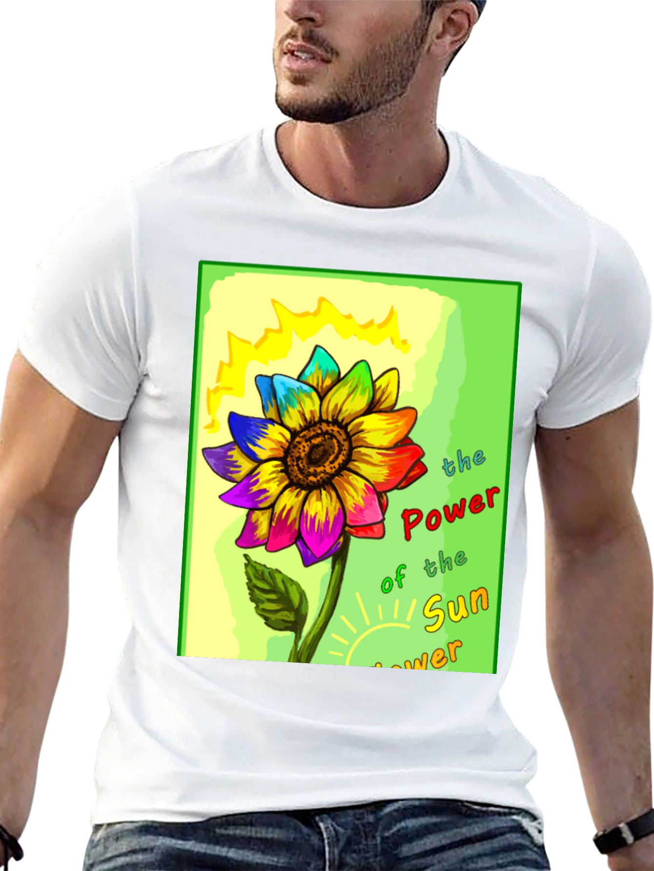 Rainbow Sunflower Graphic T-Shirt