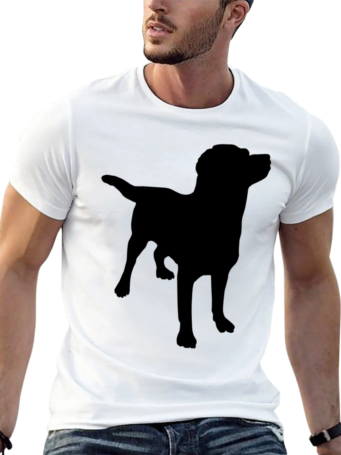 Dog Silhouette Graphic T-Shirt - Mens Black Tee