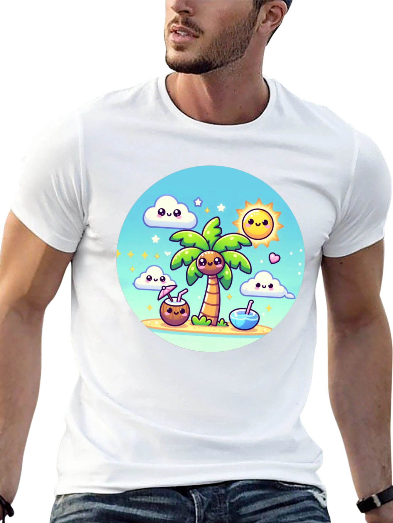 Kawaii Cartoon Beach T-Shirt - Summer Vibes!