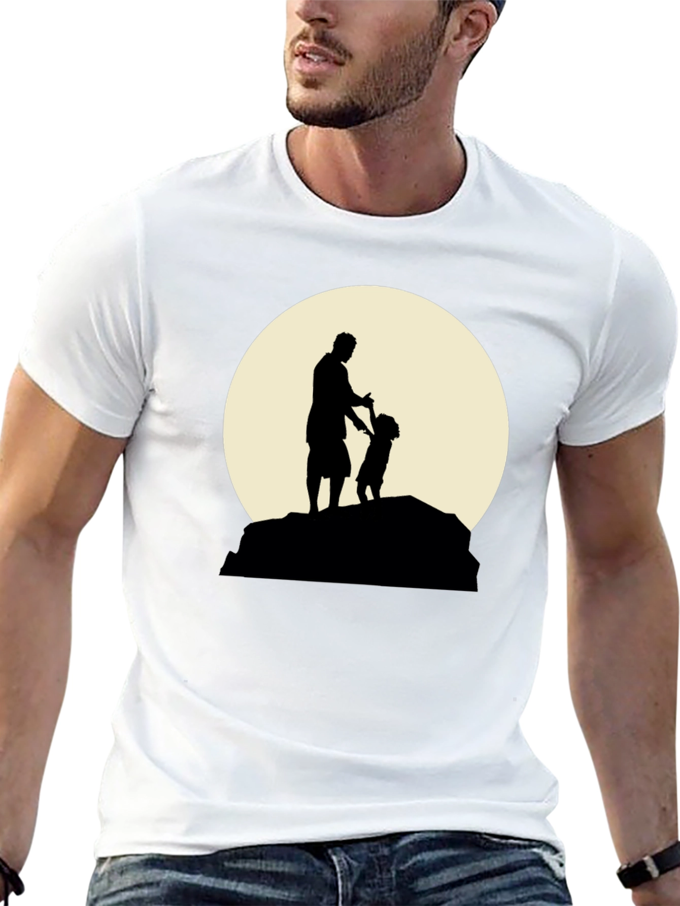 Father & Child Silhouette Black Graphic Tee
