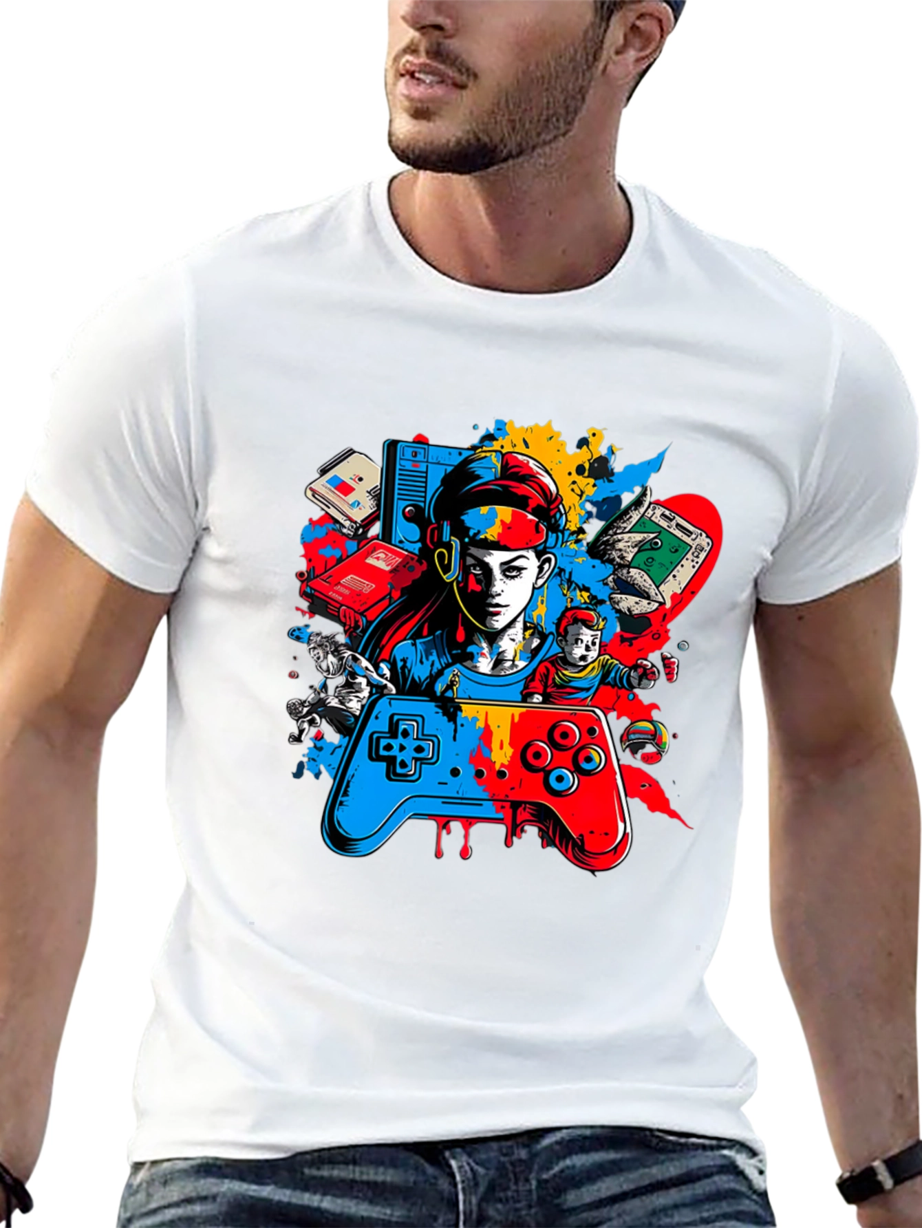 Gamer Graphic Black T-Shirt - Retro Video Game Style