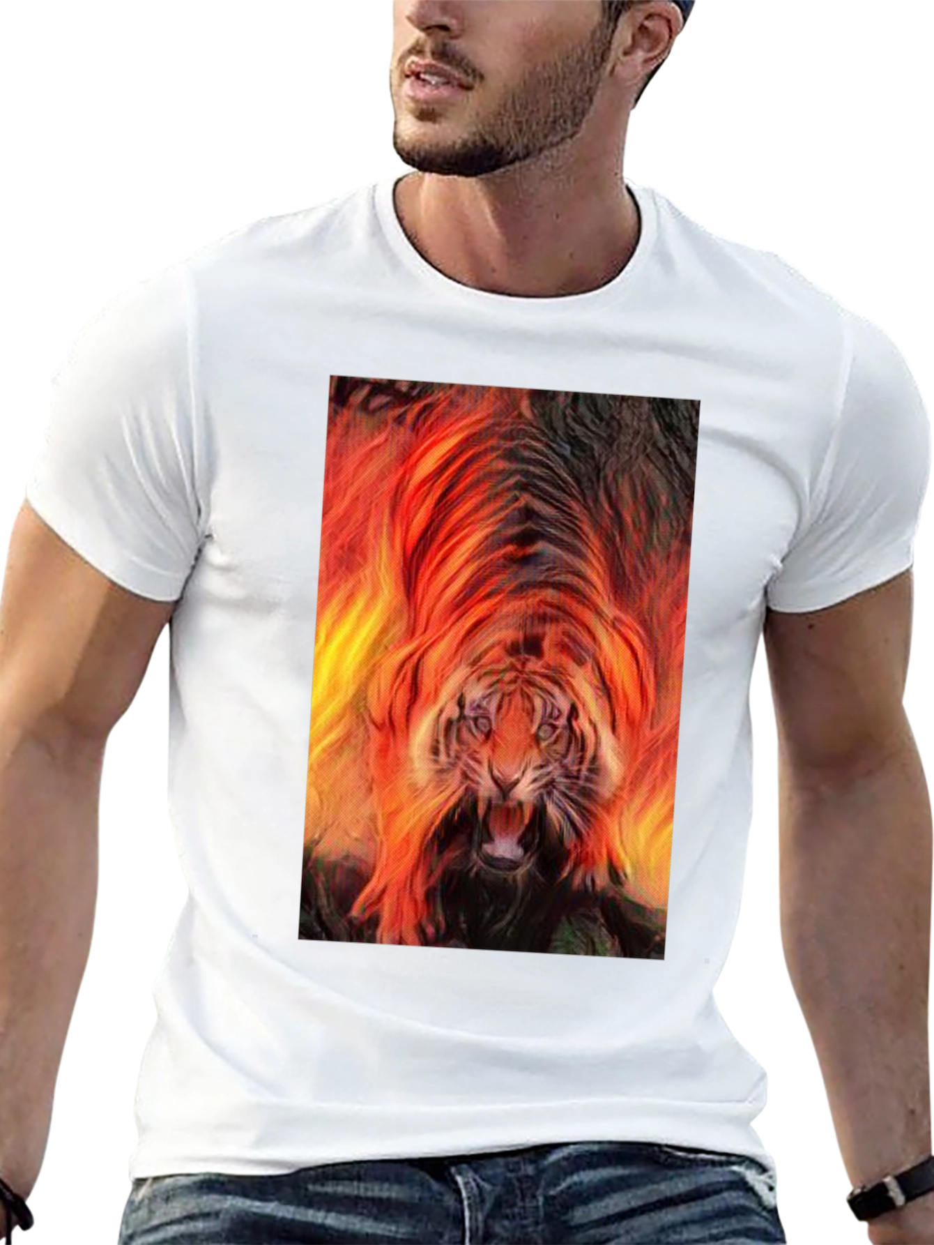 Fiery Tiger Graphic Tee - Bold Statement Shirt