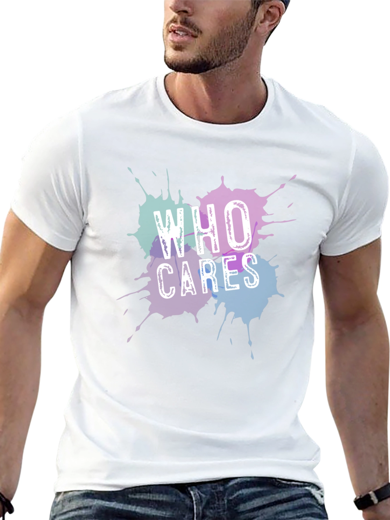 Who Cares Graphic Tee - Black Crew Neck T-Shirt