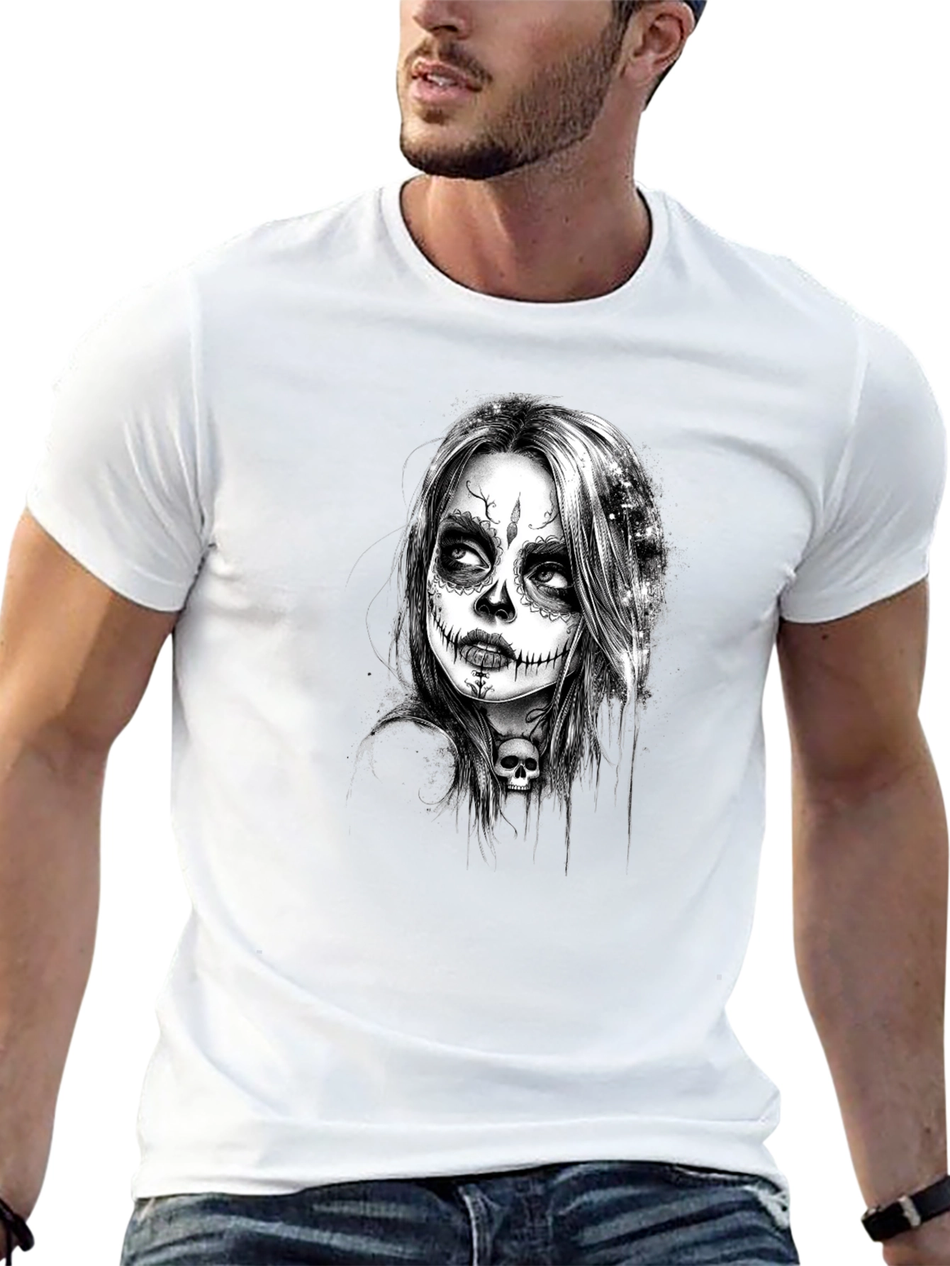 Sugar Skull Girl Graphic Tee - Black