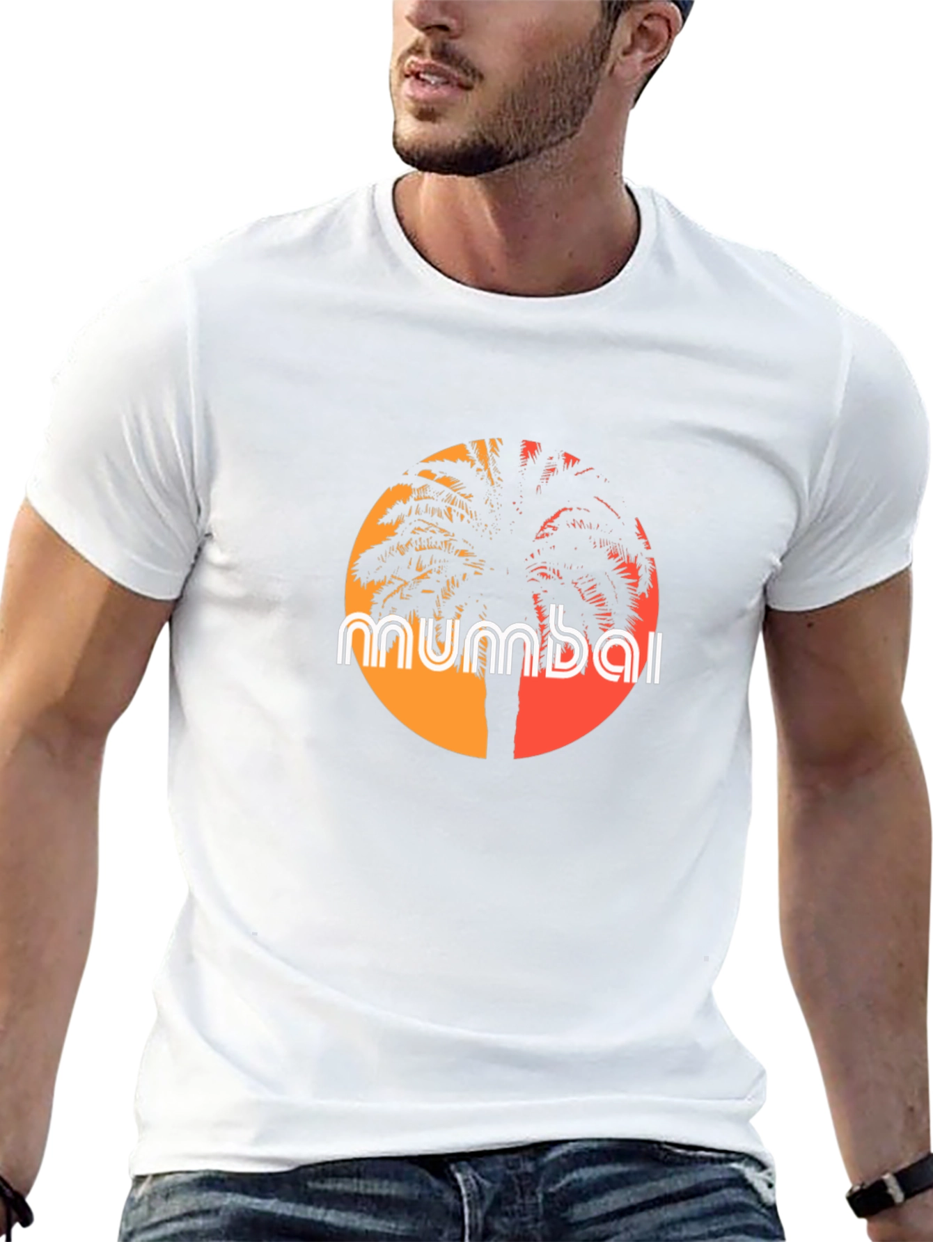 Mumbai Palm Tree Graphic T-Shirt - Black