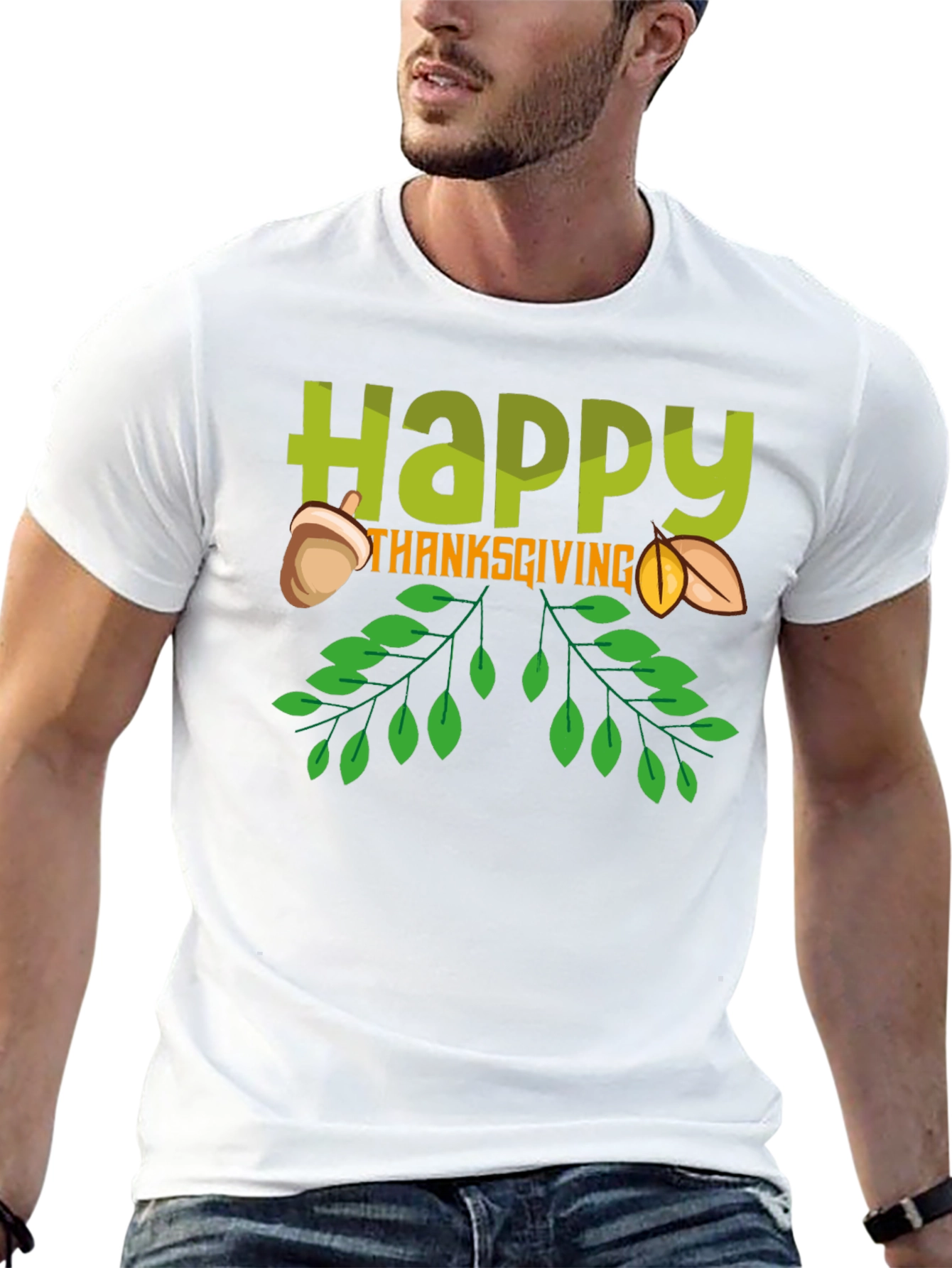 Happy Thanksgiving Graphic Tee - Black