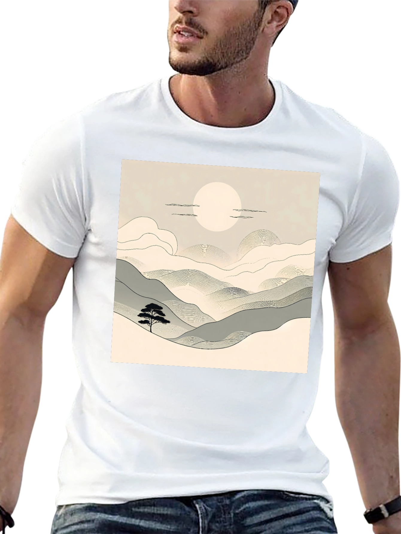 Zen Landscape T-Shirt - Minimalist Design