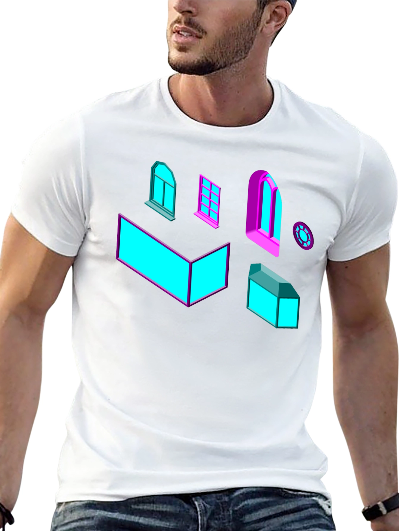 Geometric Windows Graphic Tee - Black