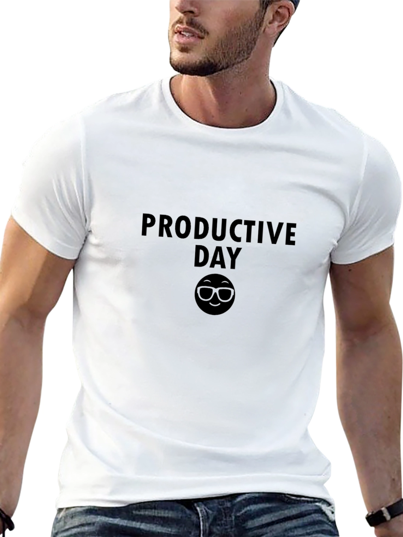 Productive Day Black T-Shirt with Emoji