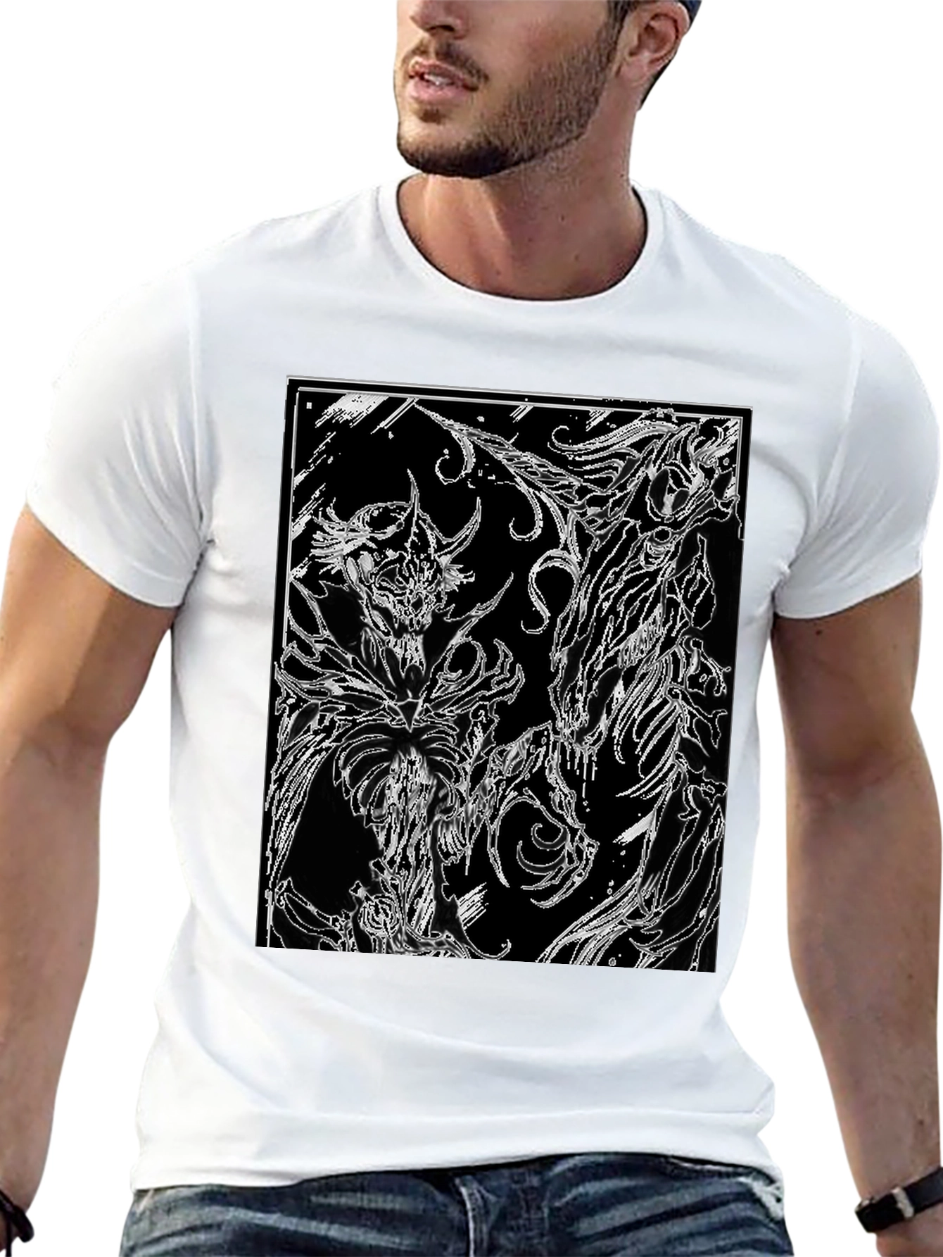 Abstract Graphic Print Black T-Shirt