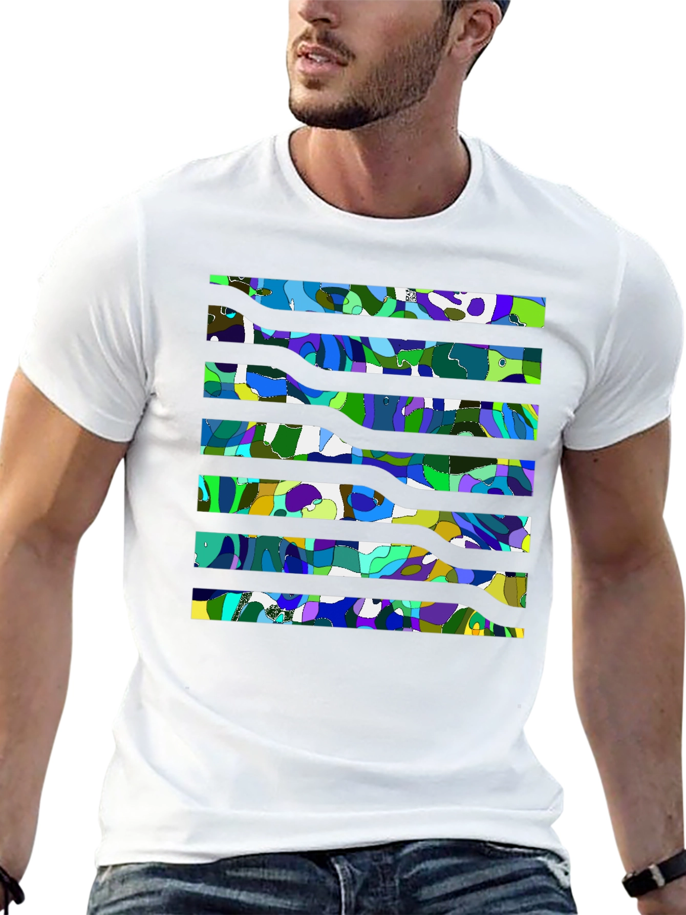 Abstract Stripe Mens Graphic Tee - Modern Art Print