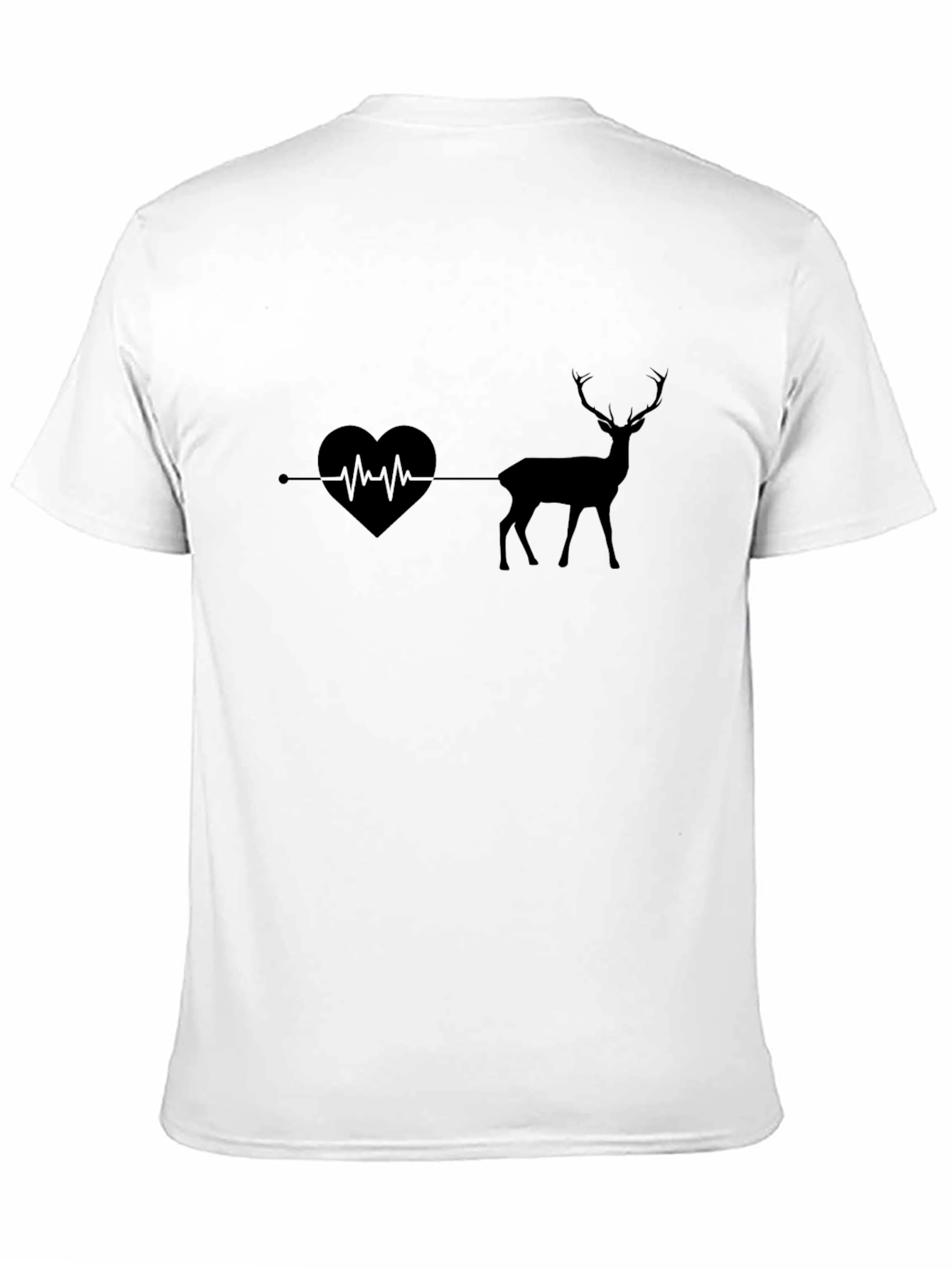 Heartbeat Deer Graphic Tee - Mens Black T-Shirt