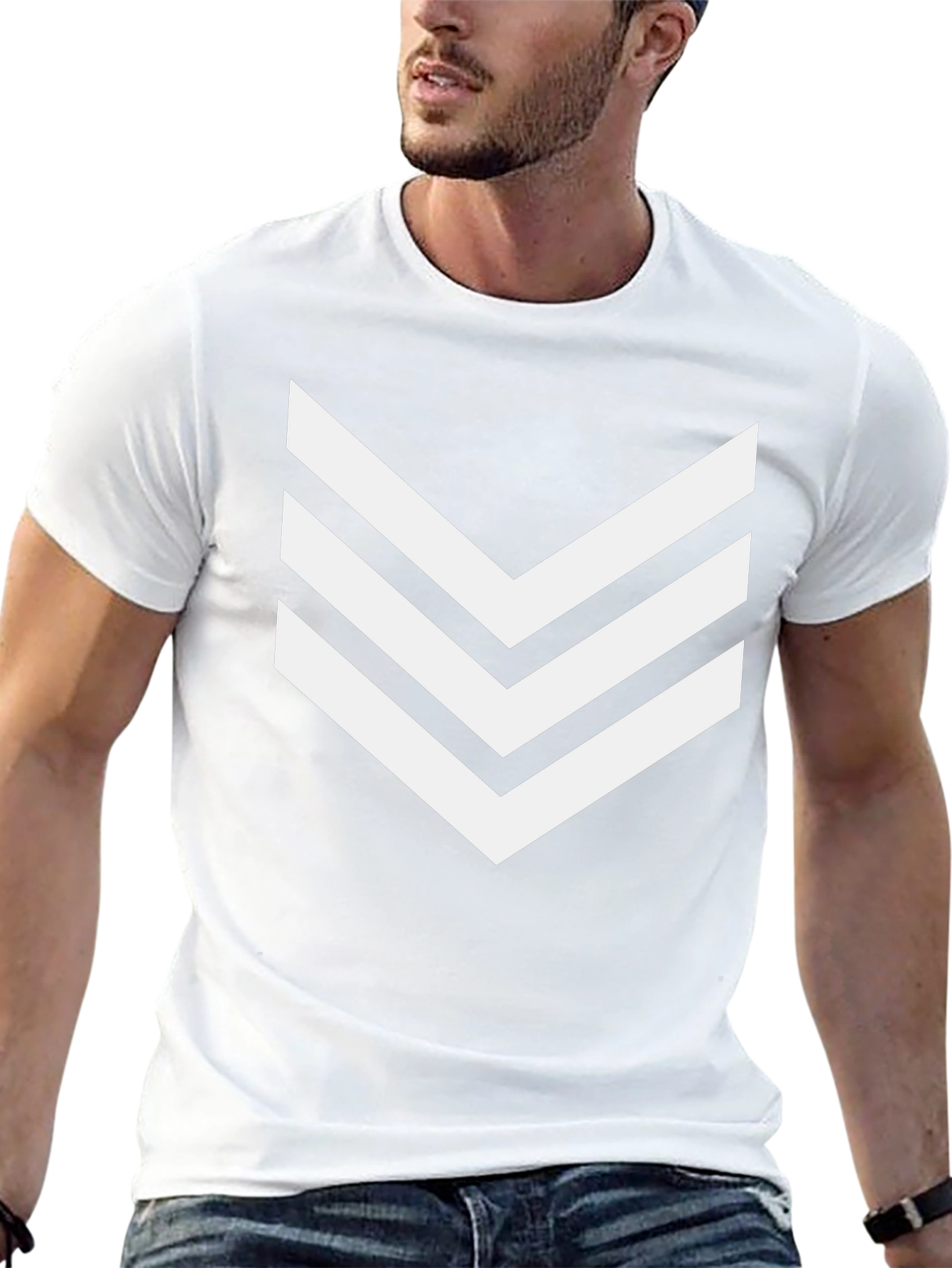 Modern Chevron Stripe Graphic Tee - Black