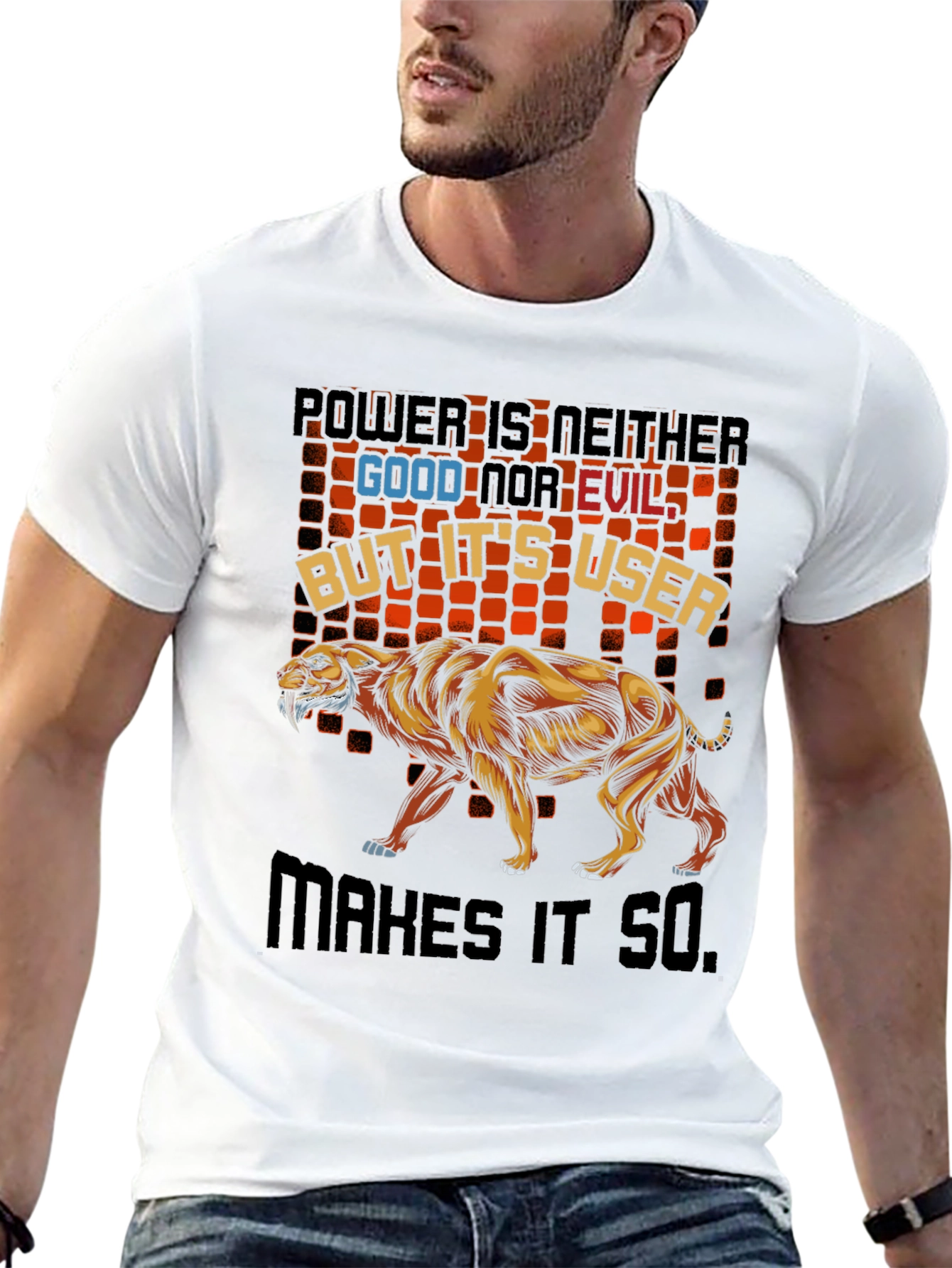 Power Good & Evil Lion Graphic T-Shirt
