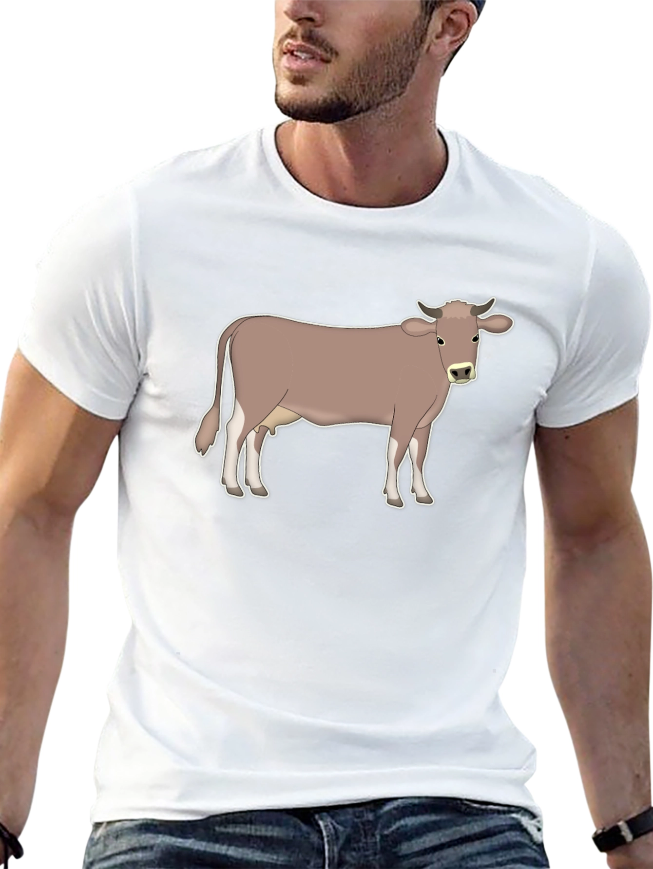 Cow Graphic Tee - Black Cotton T-Shirt