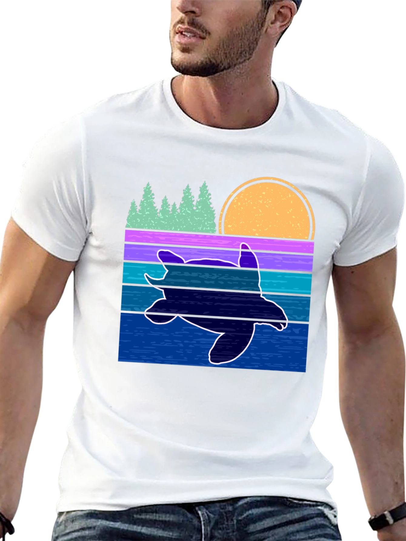 Retro Turtle Sunset Graphic Tee