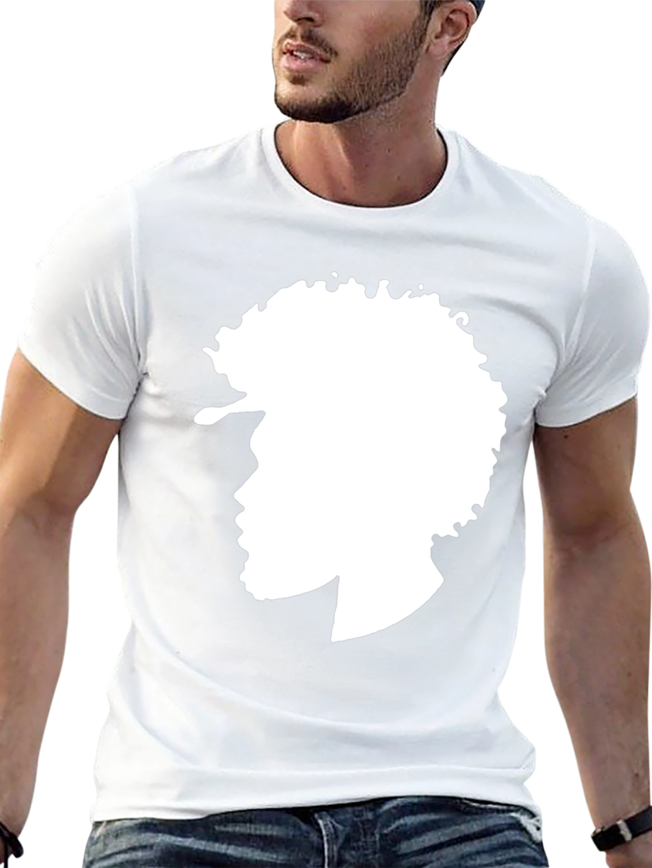 Afro Silhouette Graphic Tee - Stylish Black T-Shirt