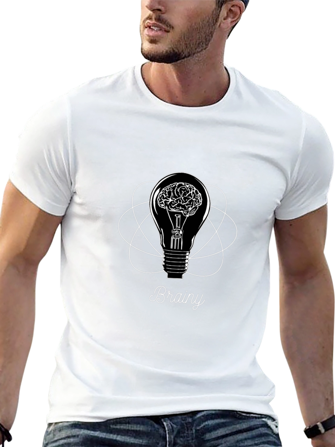 Brainy Idea Lightbulb Graphic T-Shirt
