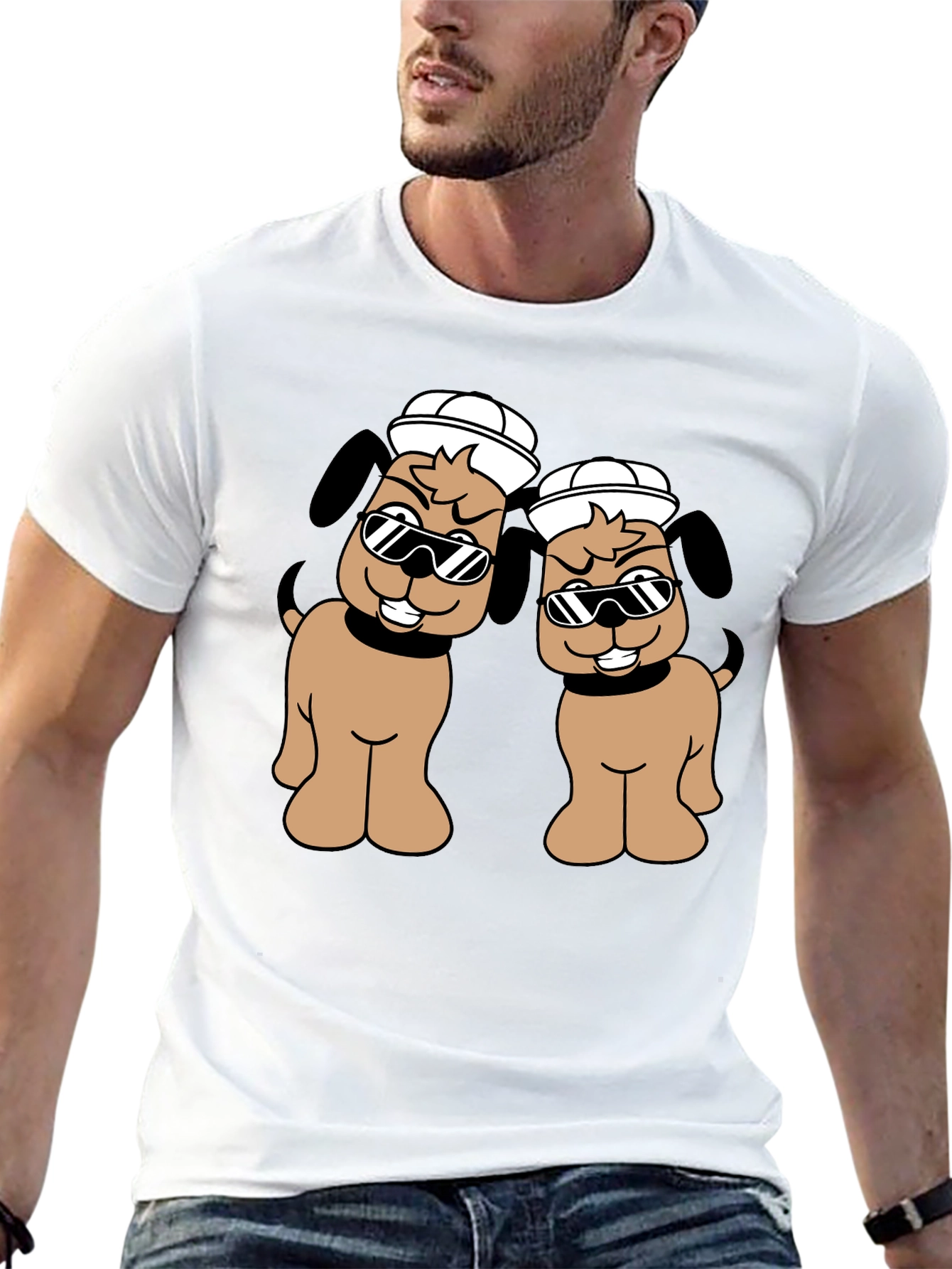 Cool Dog Crew T-Shirt - Fun Cartoon Graphic Tee