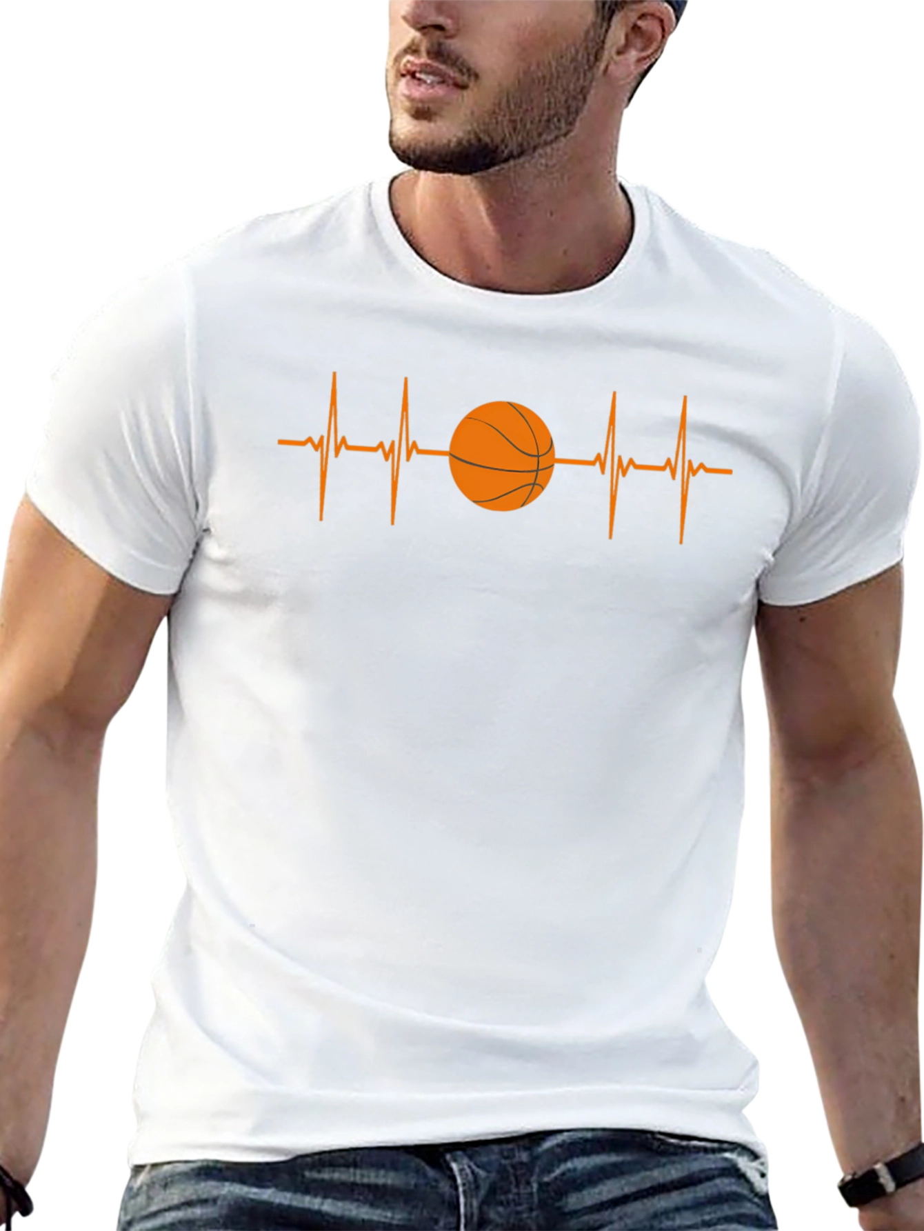 Basketball Heartbeat T-Shirt - Black Graphic Tee