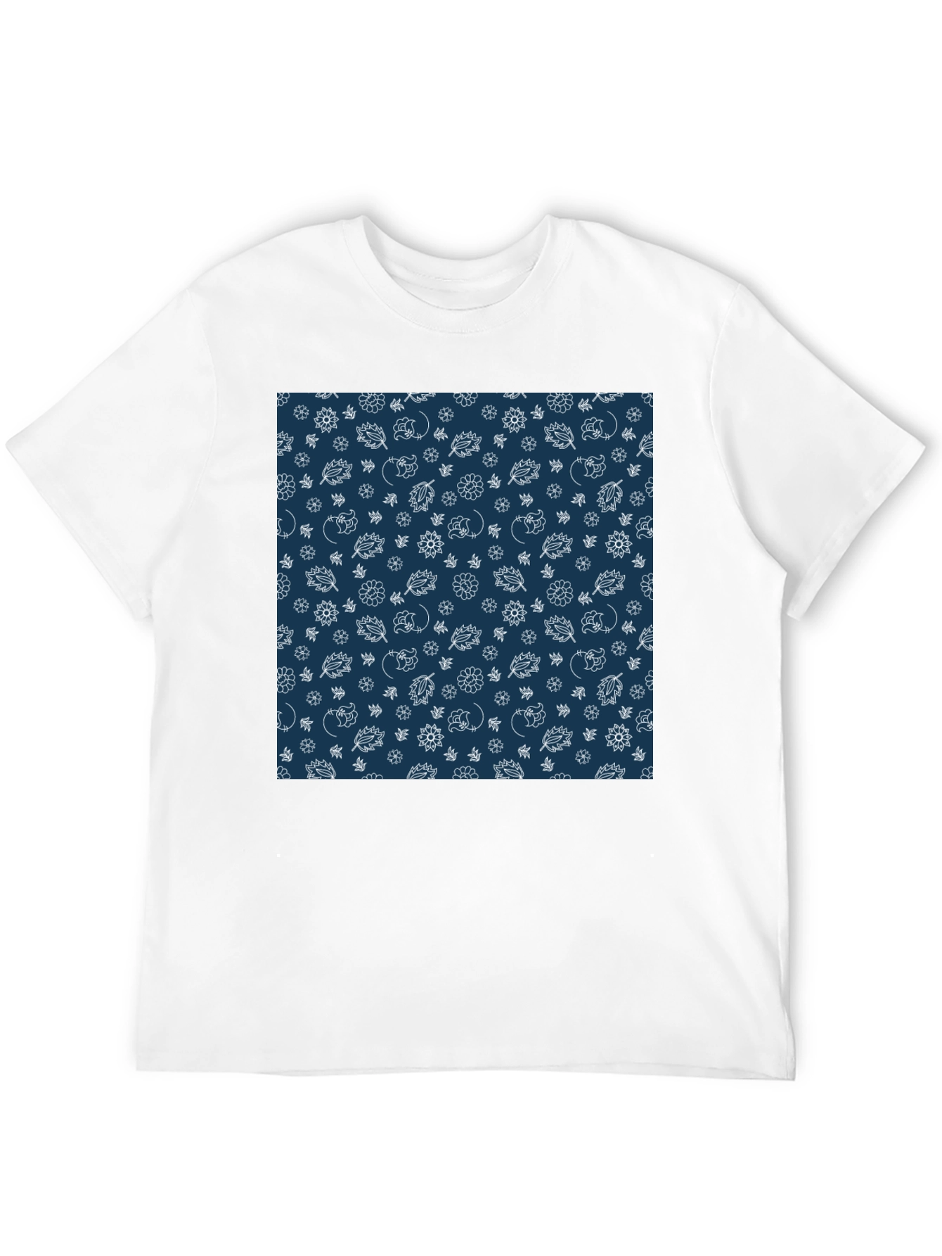 Navy Floral Pattern T-Shirt