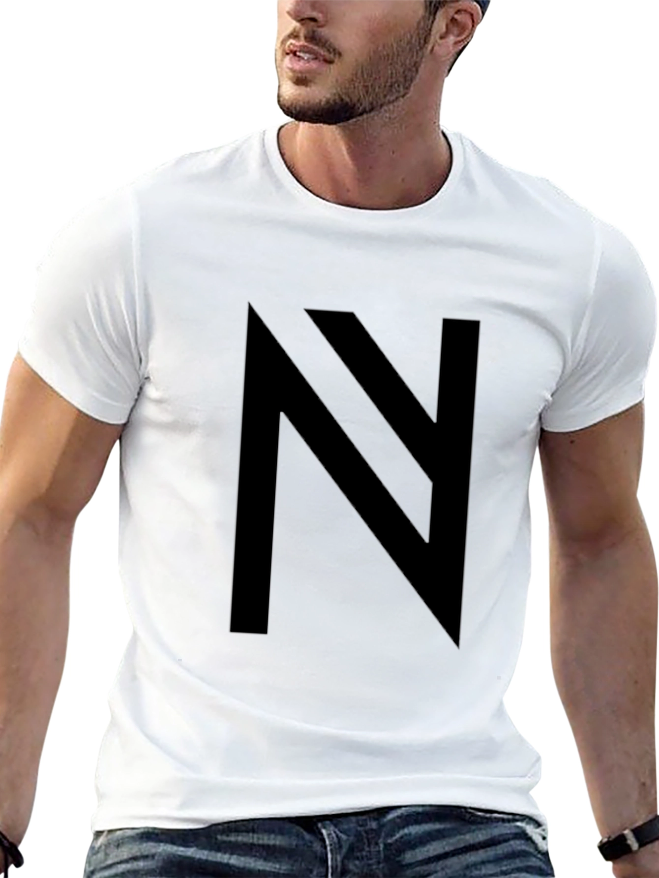 Black T-Shirt with Bold Letter N Design
