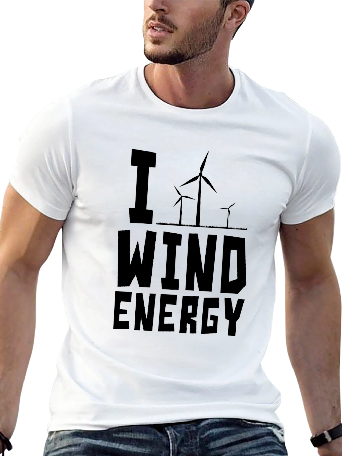 I Love Wind Energy Black Graphic T-Shirt