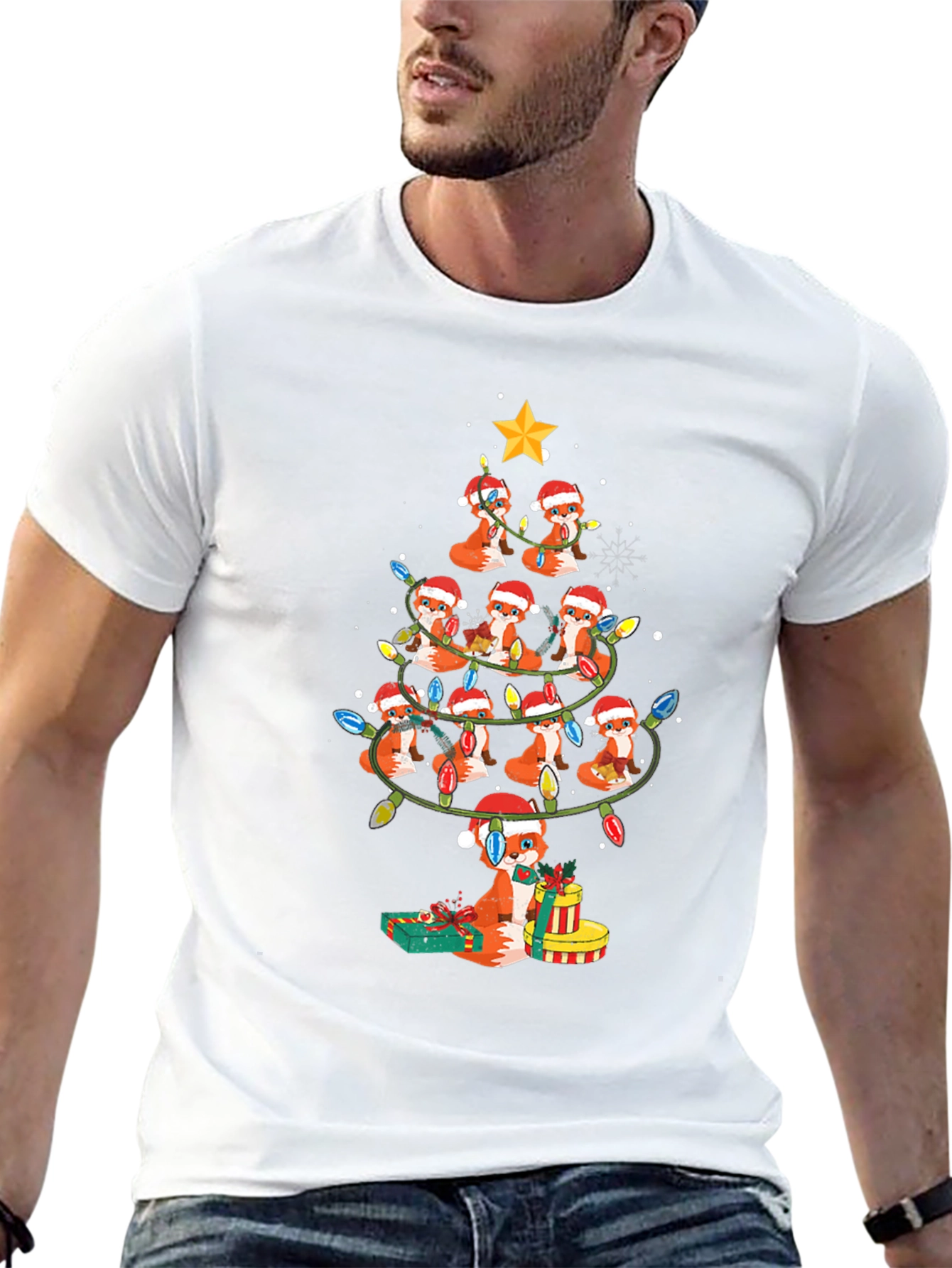 Fox Christmas Tree T-Shirt - Holiday Festive Tee