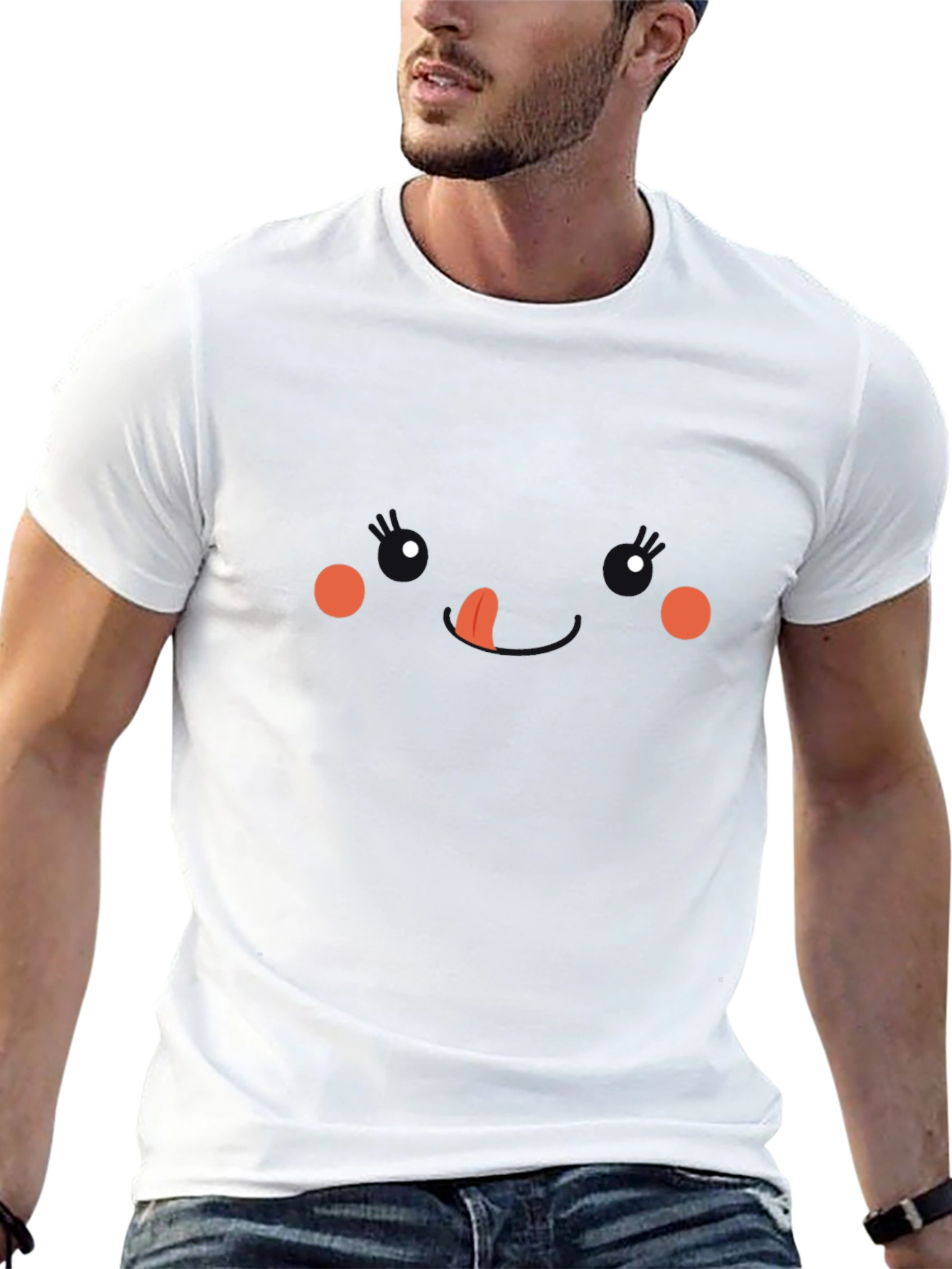 Cute Face Graphic Black T-Shirt