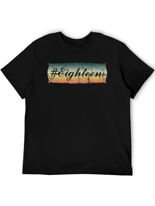 #Eighteen Distressed Graphic Black T-Shirt