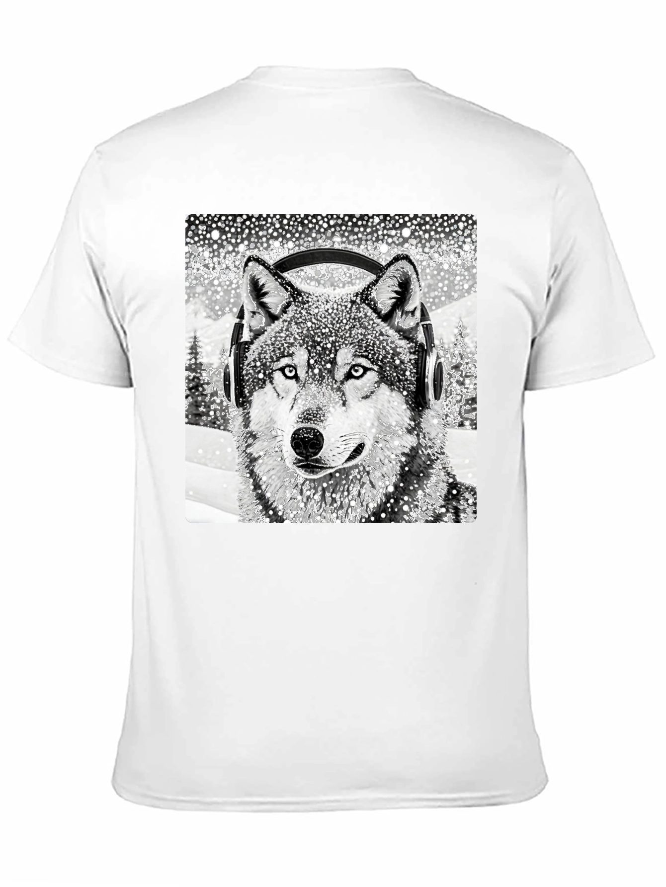 Wolf with Headphones Graphic Tee