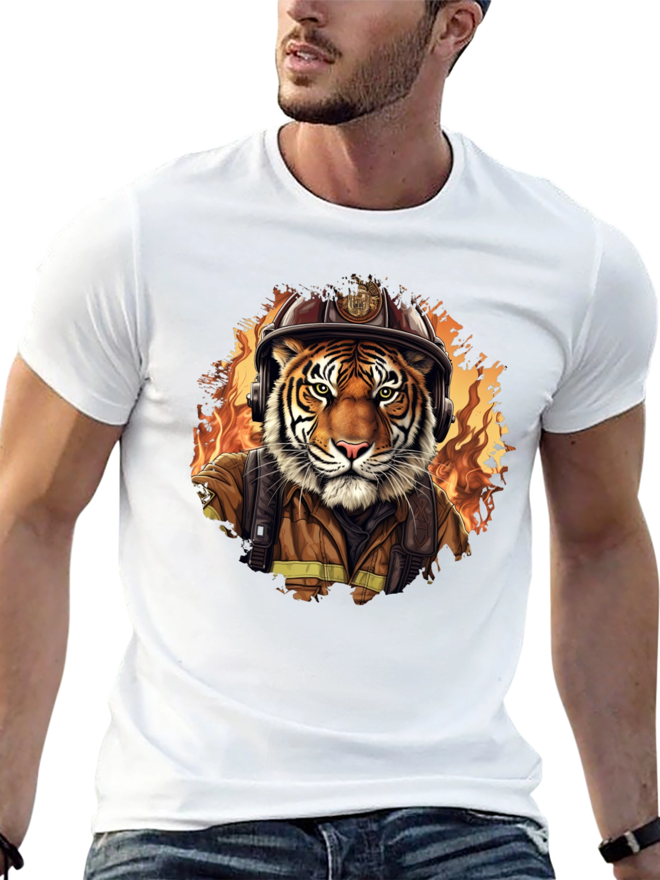 Tiger Firefighter Graphic Tee - Black