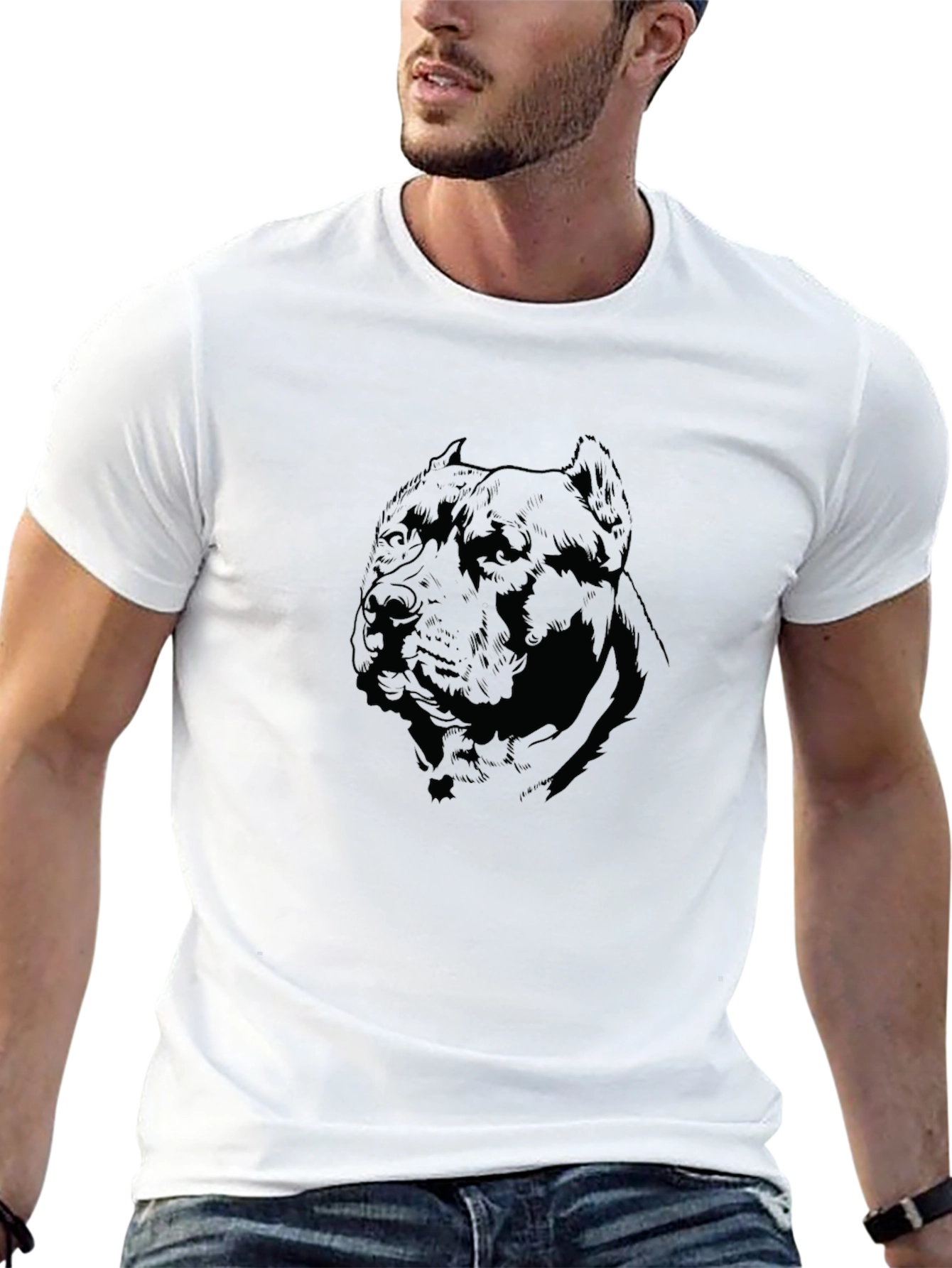 Pitbull Dog Graphic Black T-Shirt