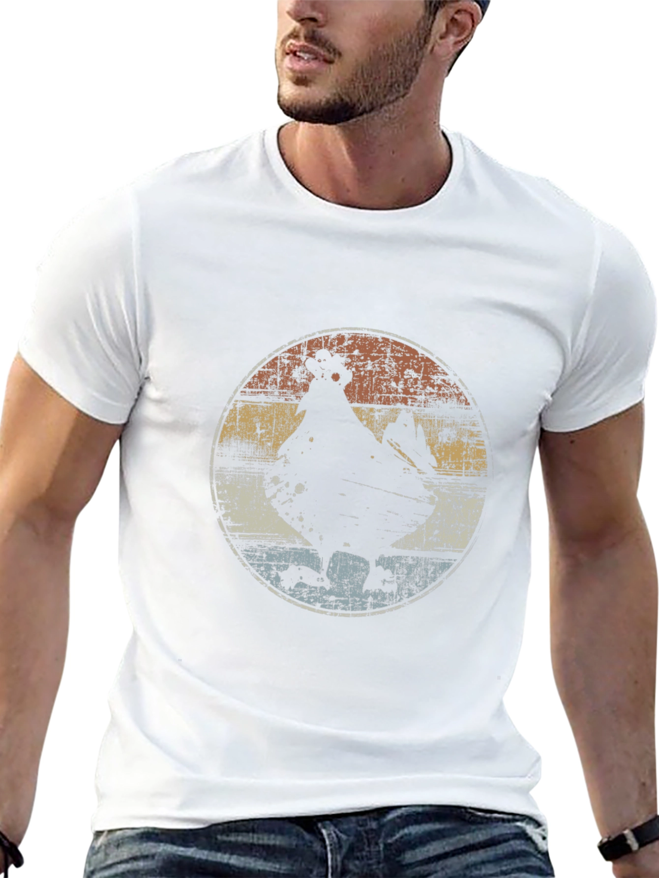 Retro Chicken Silhouette Graphic Tee