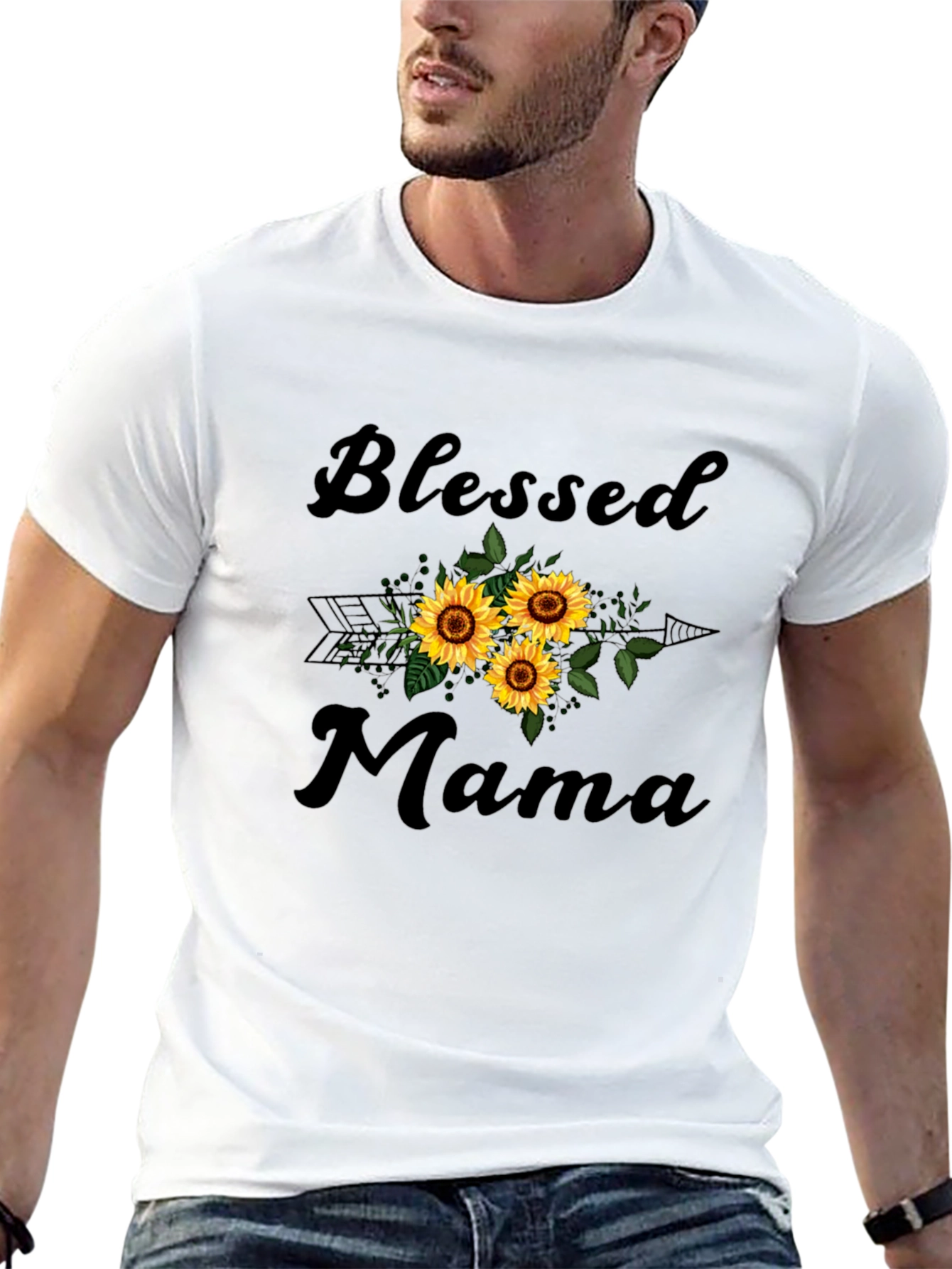 Blessed Mama Sunflower Graphic T-Shirt
