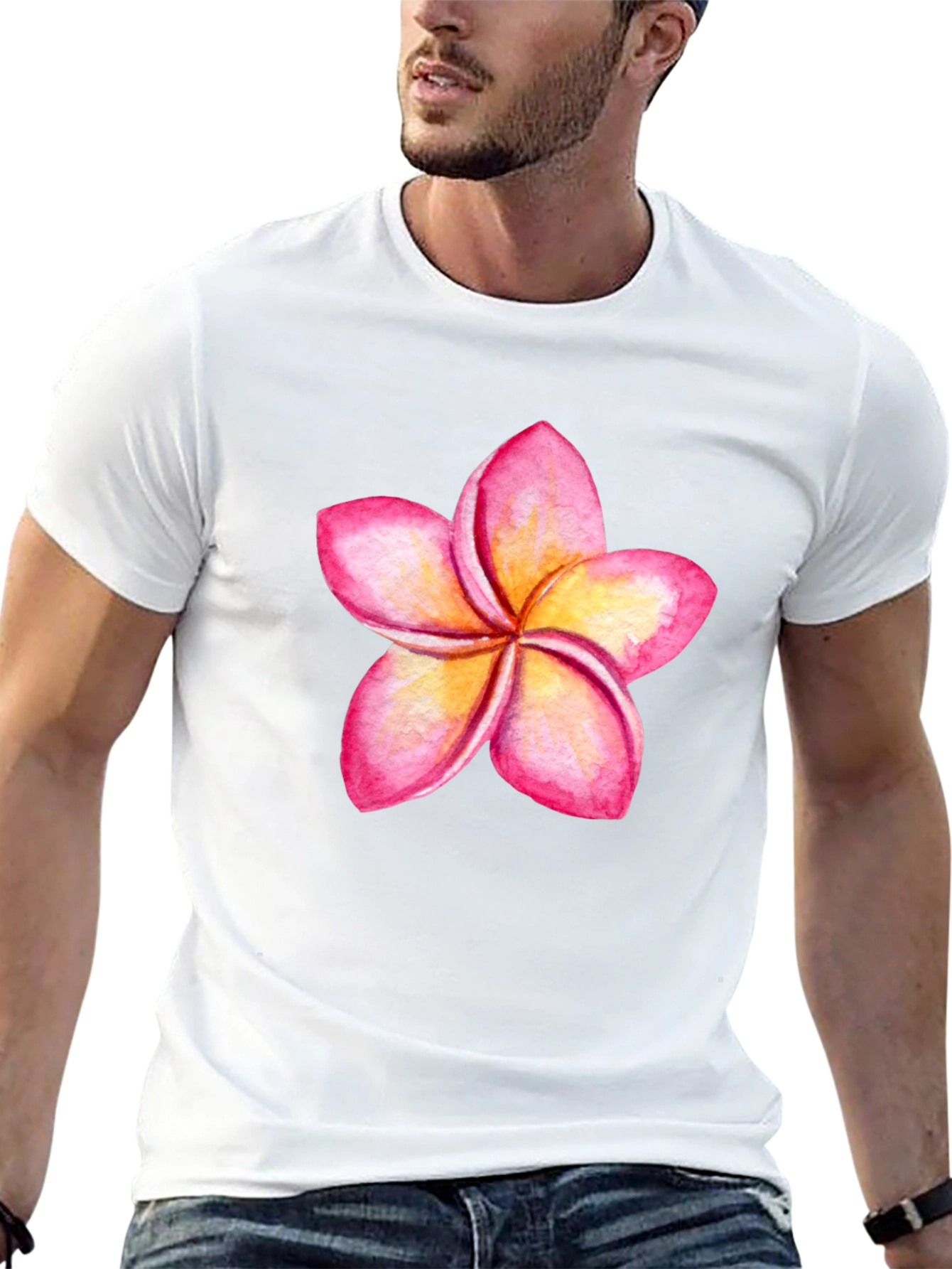 Tropical Plumeria Flower Graphic Tee