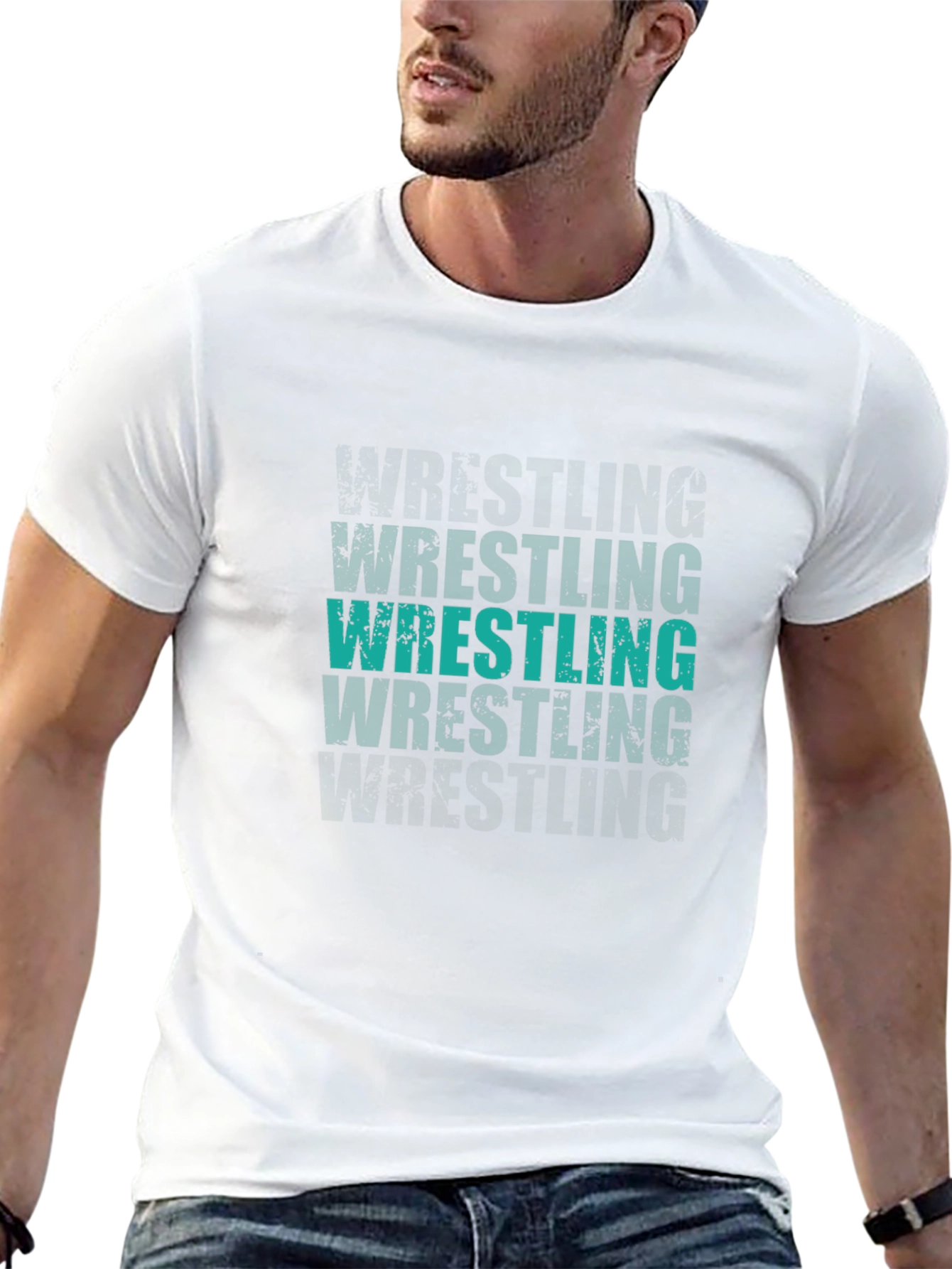 Wrestling T-Shirt: Distressed Graphic Print Tee