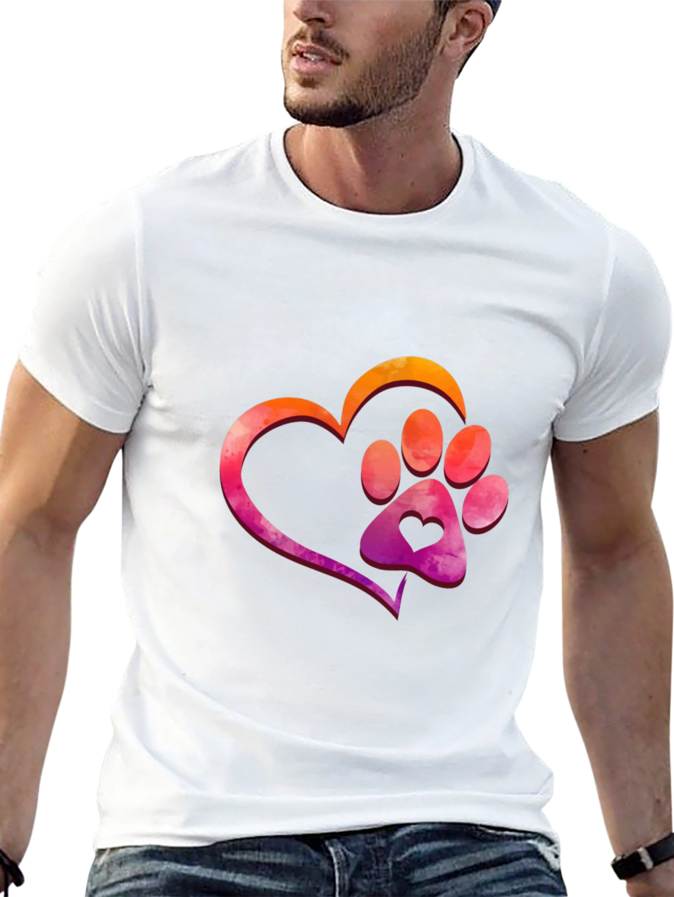 Heart Paw Print Graphic T-Shirt